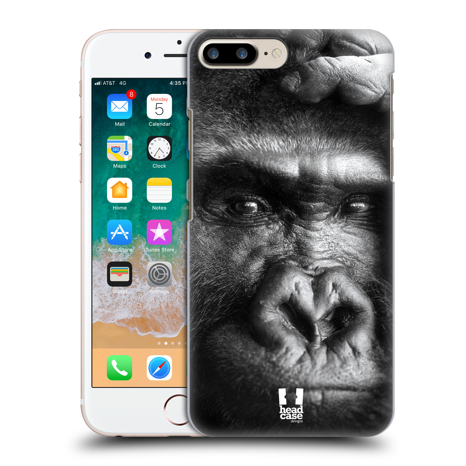 HEAD CASE plastový obal na mobil Apple Iphone 7 PLUS vzor Divočina, Divoký život a zvířata foto GORILA TVÁŘ