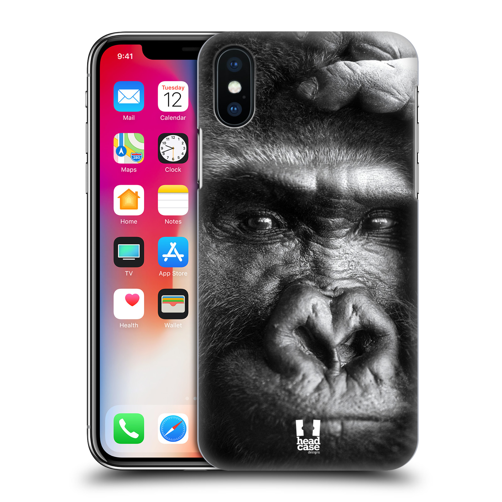 HEAD CASE plastový obal na mobil Apple Iphone X / XS vzor Divočina, Divoký život a zvířata foto GORILA TVÁŘ