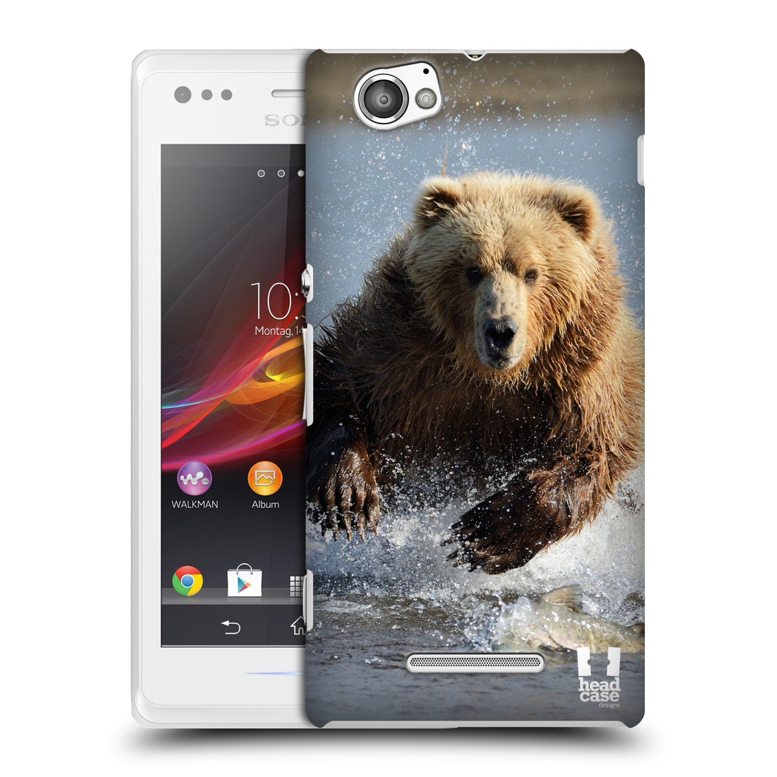 HEAD CASE plastový obal na mobil Sony Xperia M vzor Divočina, Divoký život a zvířata foto MEDVĚD GRIZZLY HŇEDÁ