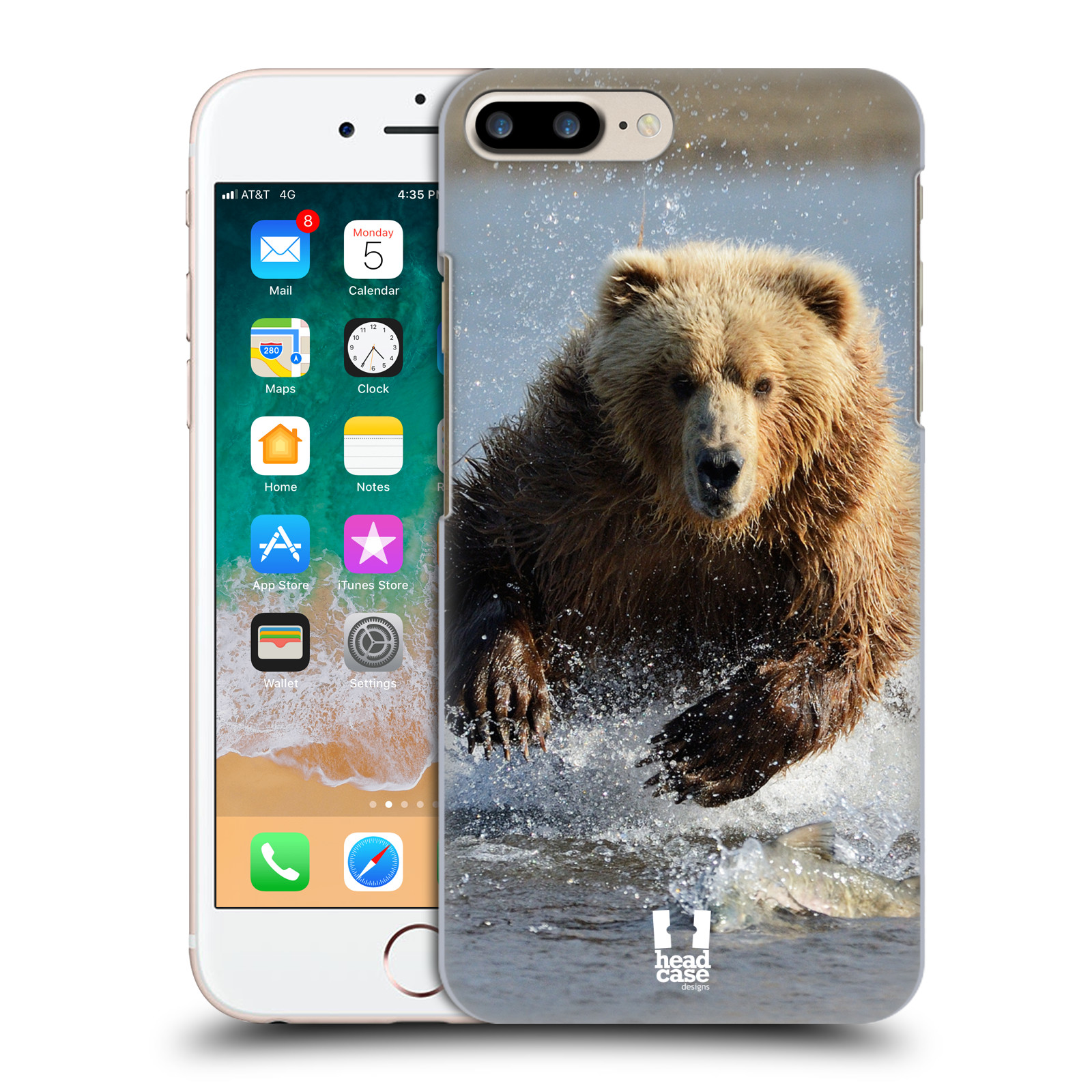 Plastové pouzdro pro mobil Apple Iphone 8 PLUS vzor Divočina, Divoký život a zvířata foto MEDVĚD GRIZZLY HŇEDÁ
