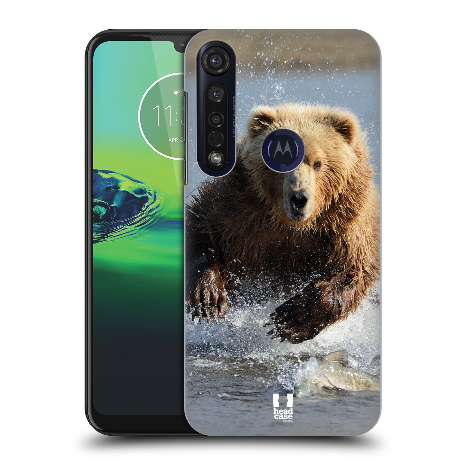 Pouzdro na mobil Motorola Moto G8 PLUS - HEAD CASE - vzor Divočina, Divoký život a zvířata foto MEDVĚD GRIZZLY HŇEDÁ