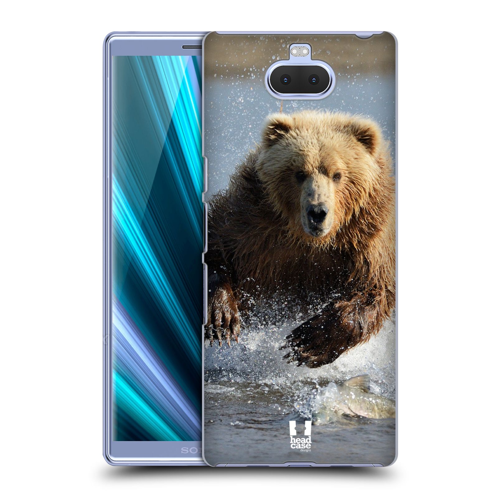 Pouzdro na mobil Sony Xperia 10 - Head Case - vzor Divočina, Divoký život a zvířata foto MEDVĚD GRIZZLY HŇEDÁ