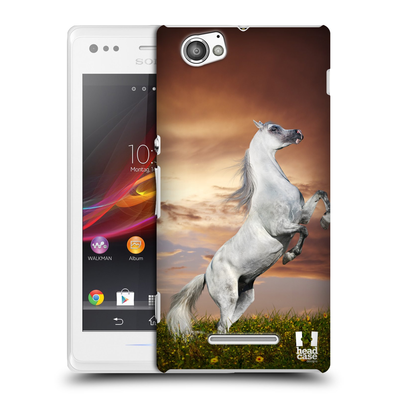 HEAD CASE plastový obal na mobil Sony Xperia M vzor Divočina, Divoký život a zvířata foto DIVOKÝ KŮŇ MUSTANG BÍLÁ