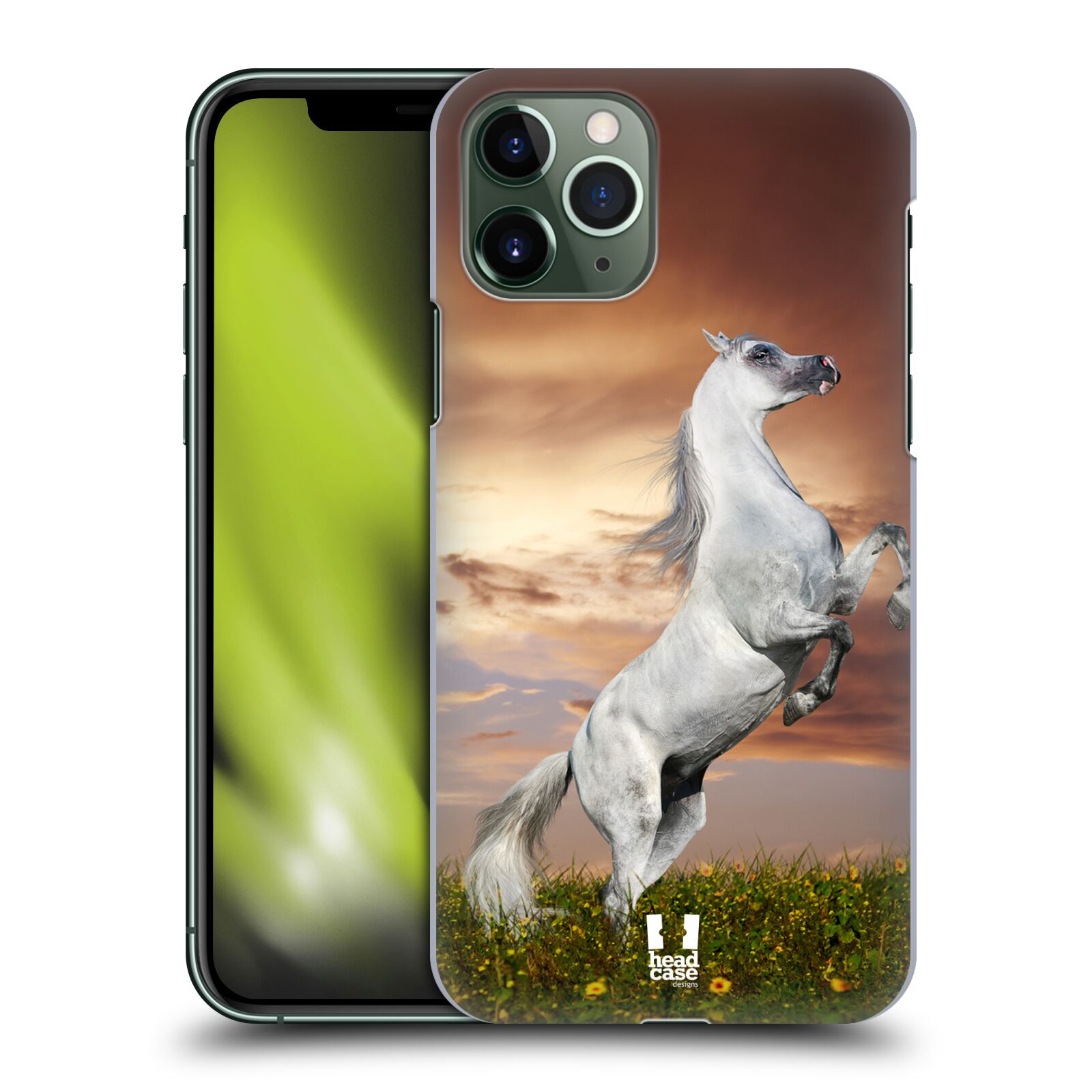 Pouzdro na mobil Apple Iphone 11 PRO - HEAD CASE - vzor Divočina, Divoký život a zvířata foto DIVOKÝ KŮŇ MUSTANG BÍLÁ