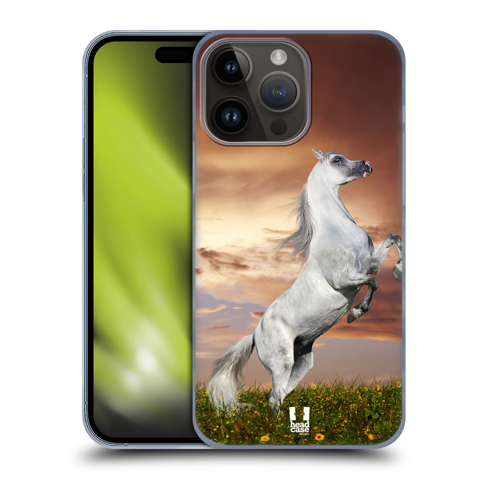 Plastový obal HEAD CASE na mobil Apple Iphone 15 PRO MAX vzor Divočina, Divoký život a zvířata foto DIVOKÝ KŮŇ MUSTANG BÍLÁ