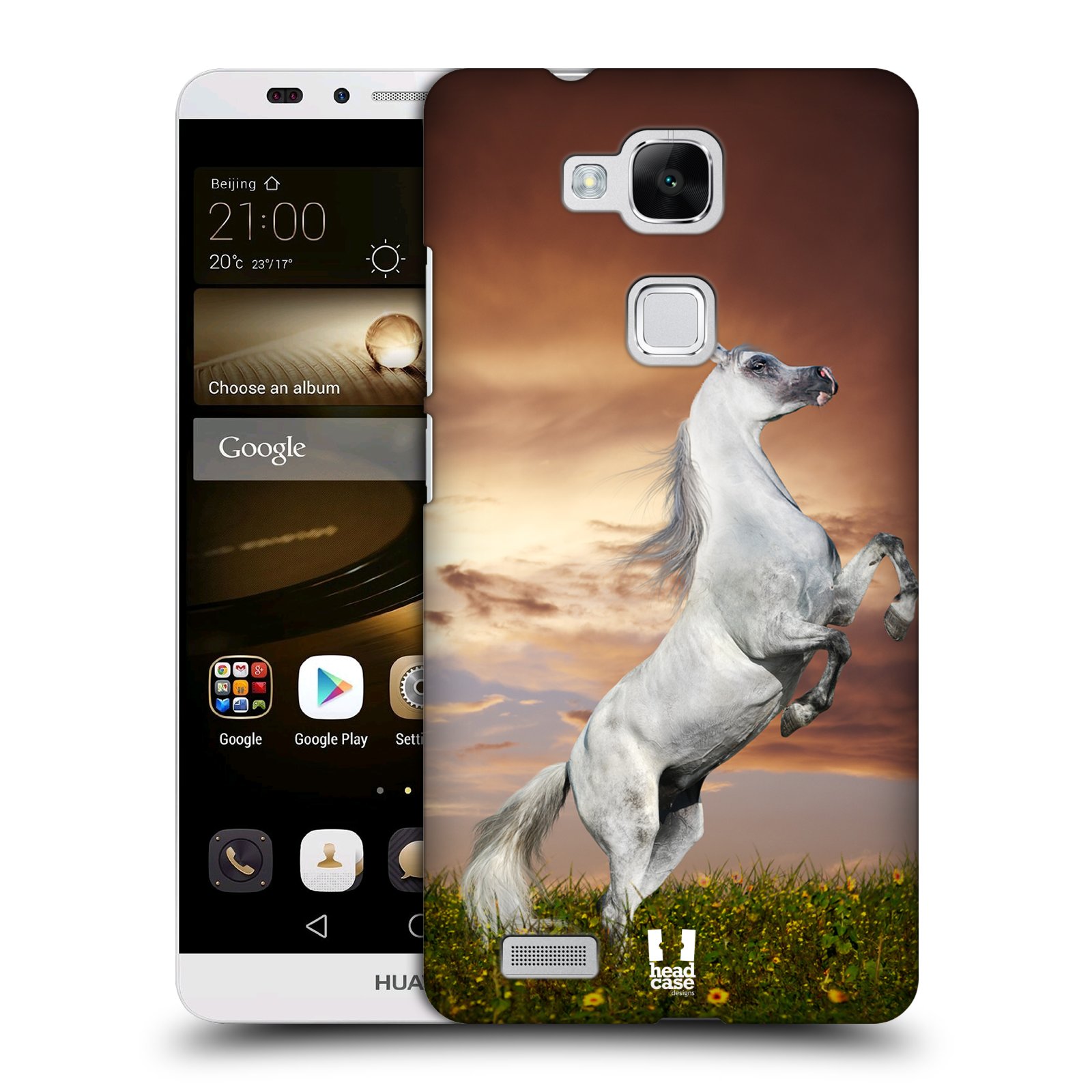 HEAD CASE plastový obal na mobil Huawei Mate 7 vzor Divočina, Divoký život a zvířata foto DIVOKÝ KŮŇ MUSTANG BÍLÁ