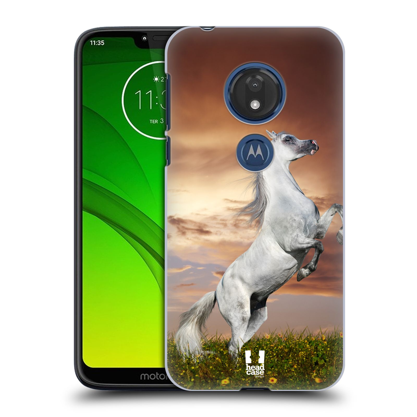 Pouzdro na mobil Motorola Moto G7 Play vzor Divočina, Divoký život a zvířata foto DIVOKÝ KŮŇ MUSTANG BÍLÁ