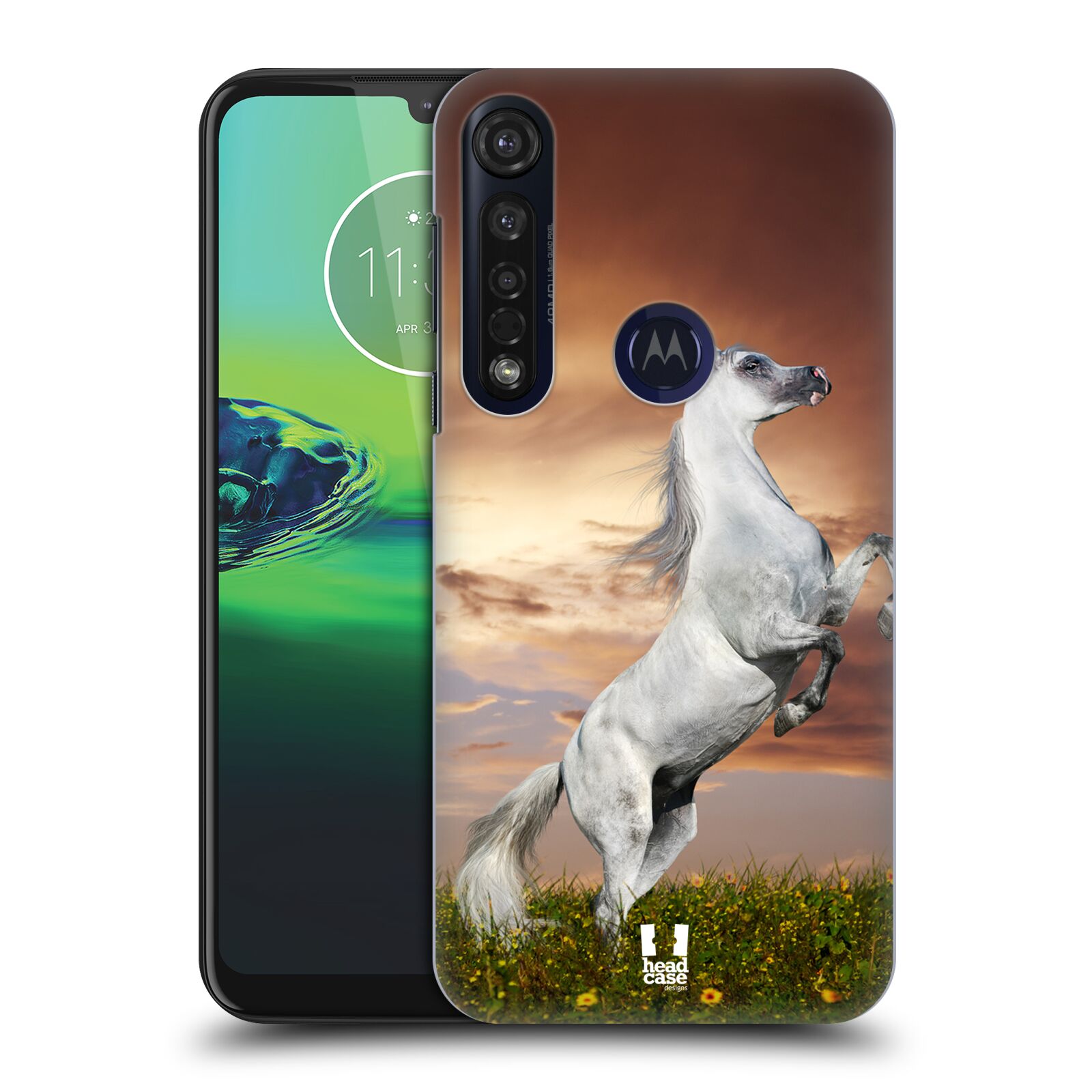 Pouzdro na mobil Motorola Moto G8 PLUS - HEAD CASE - vzor Divočina, Divoký život a zvířata foto DIVOKÝ KŮŇ MUSTANG BÍLÁ