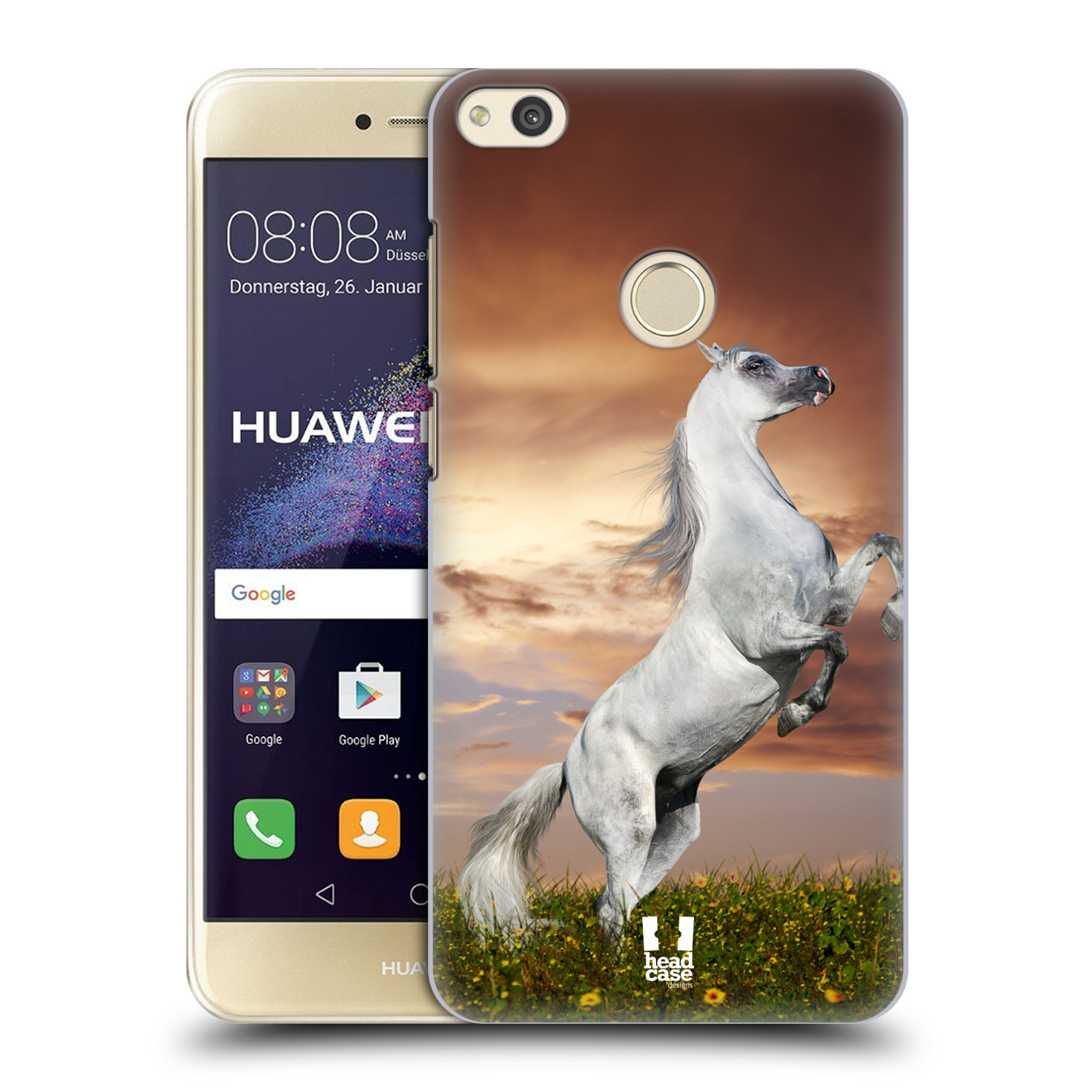 HEAD CASE silikonový obal na mobil Huawei P8 LITE 2017 vzor Divočina, Divoký život a zvířata foto DIVOKÝ KŮŇ MUSTANG BÍLÁ