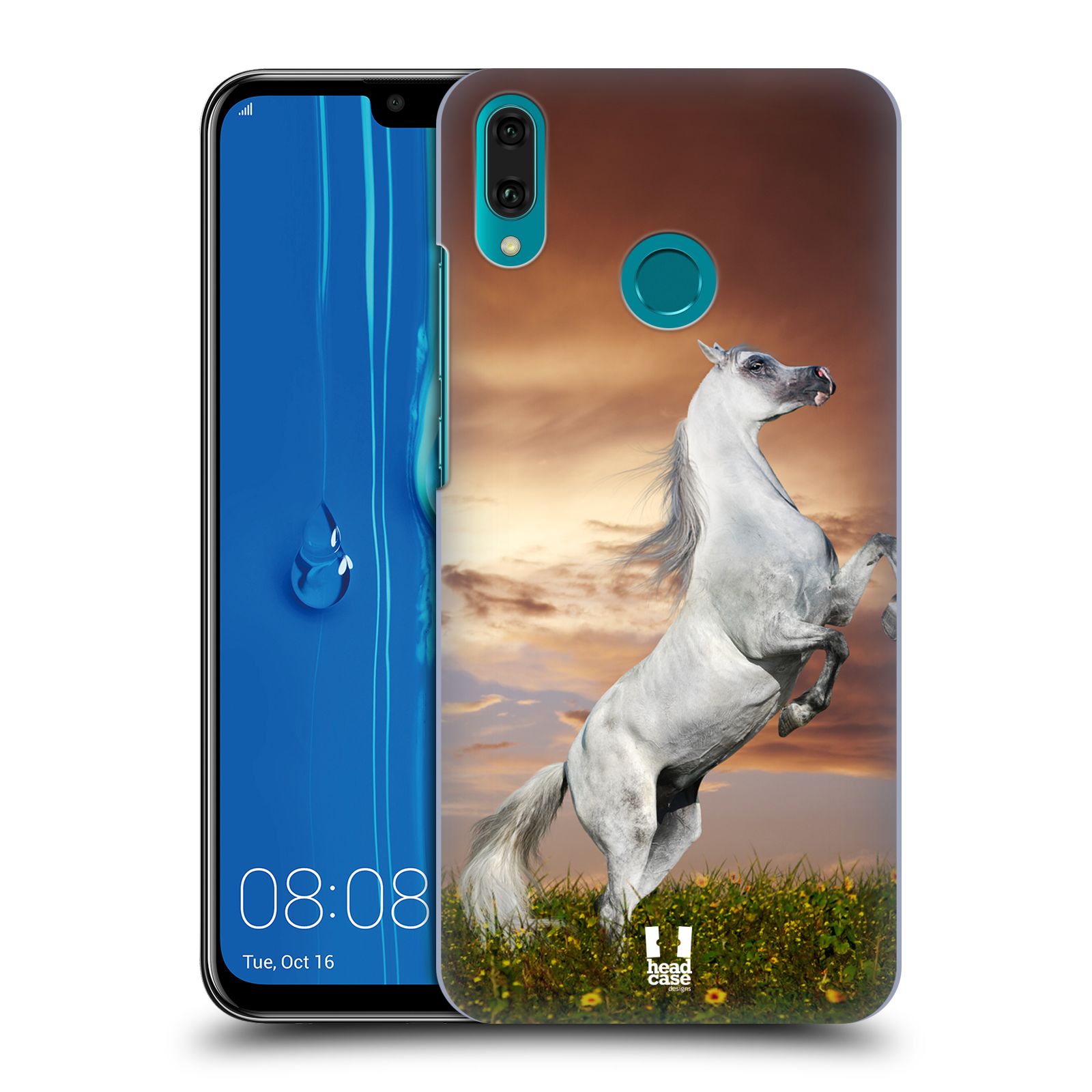 Pouzdro na mobil Huawei Y9 2019 - HEAD CASE - vzor Divočina, Divoký život a zvířata foto DIVOKÝ KŮŇ MUSTANG BÍLÁ