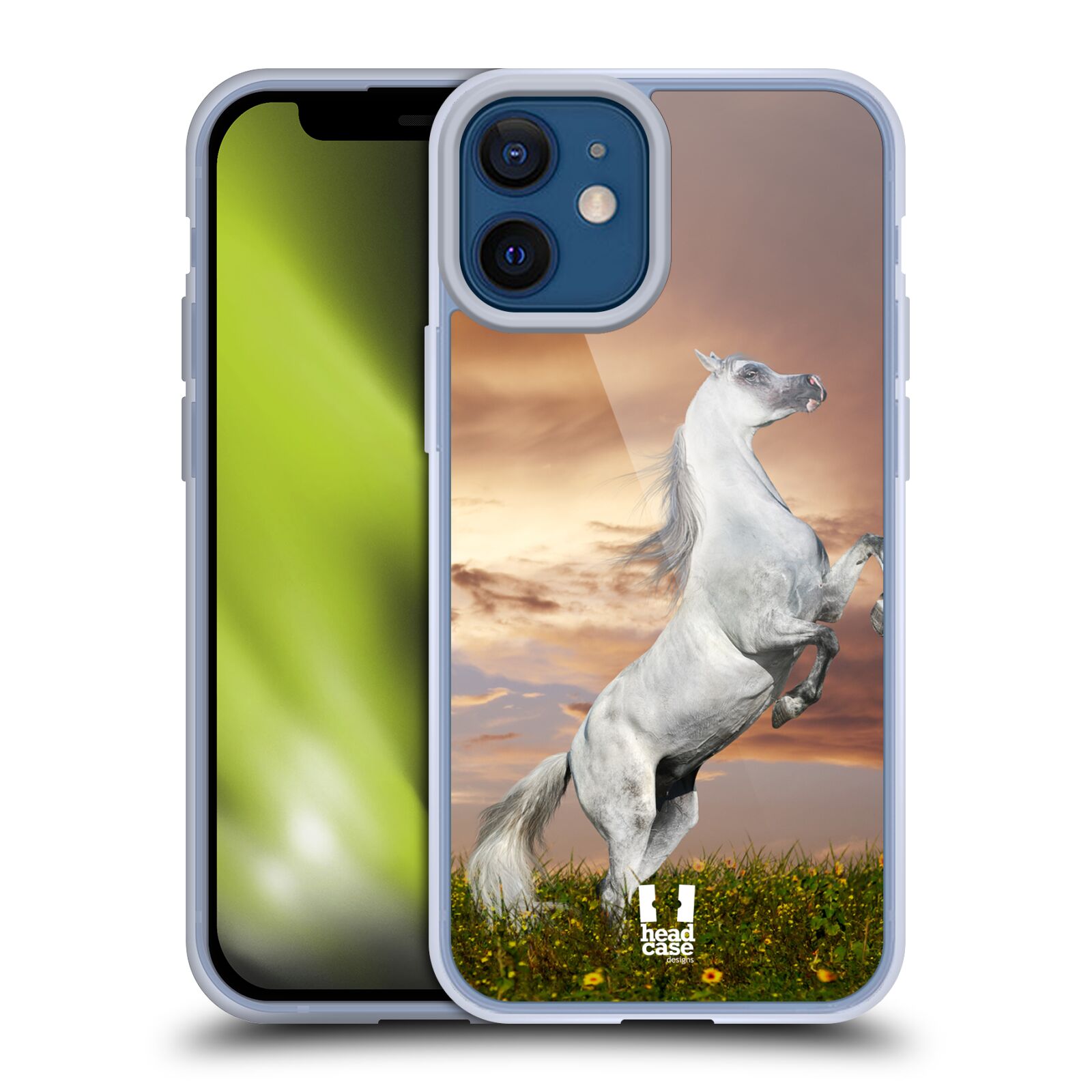Plastový obal na mobil Apple Iphone 12 MINI vzor Divočina, Divoký život a zvířata foto DIVOKÝ KŮŇ MUSTANG BÍLÁ