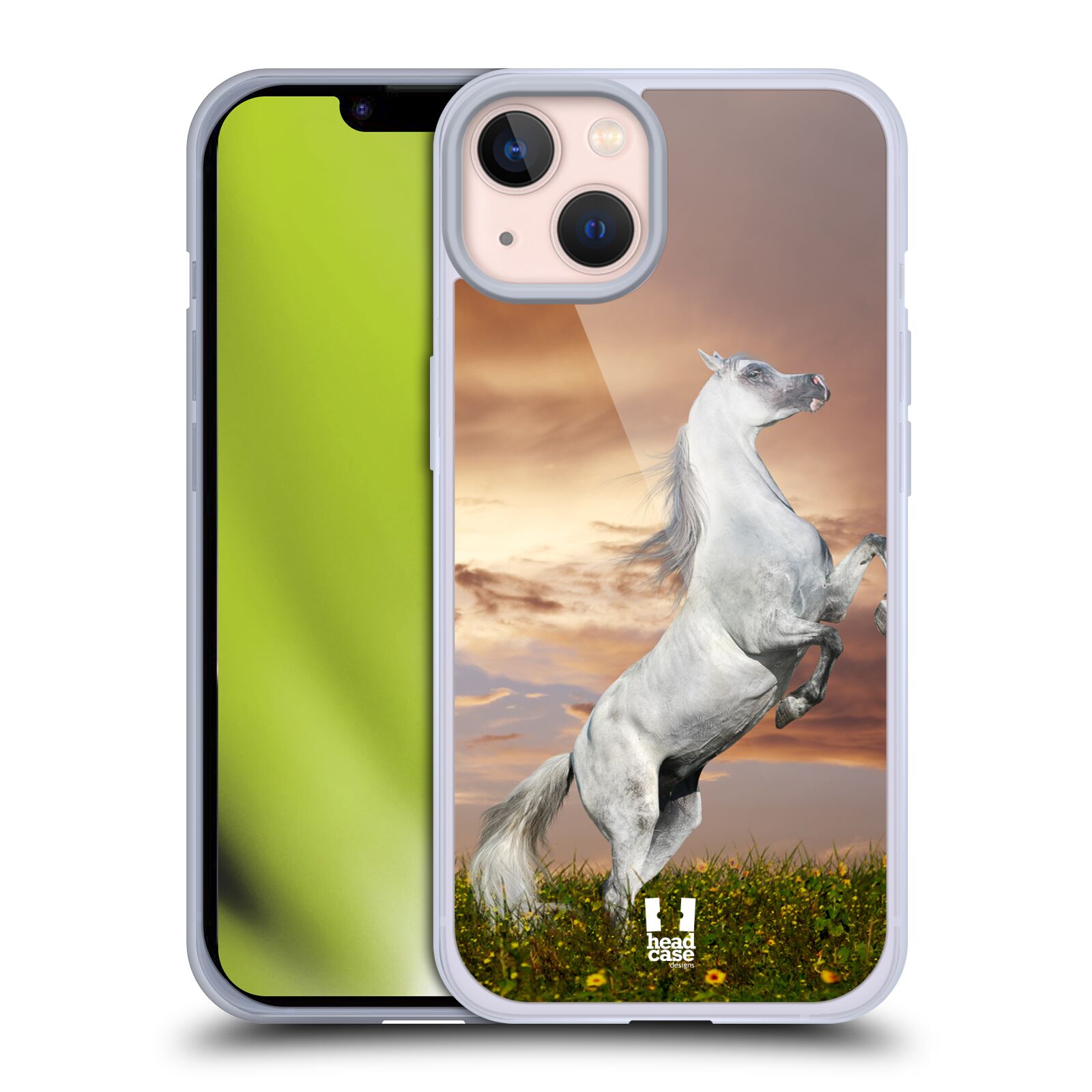 Plastový obal HEAD CASE na mobil Apple Iphone 13 vzor Divočina, Divoký život a zvířata foto DIVOKÝ KŮŇ MUSTANG BÍLÁ