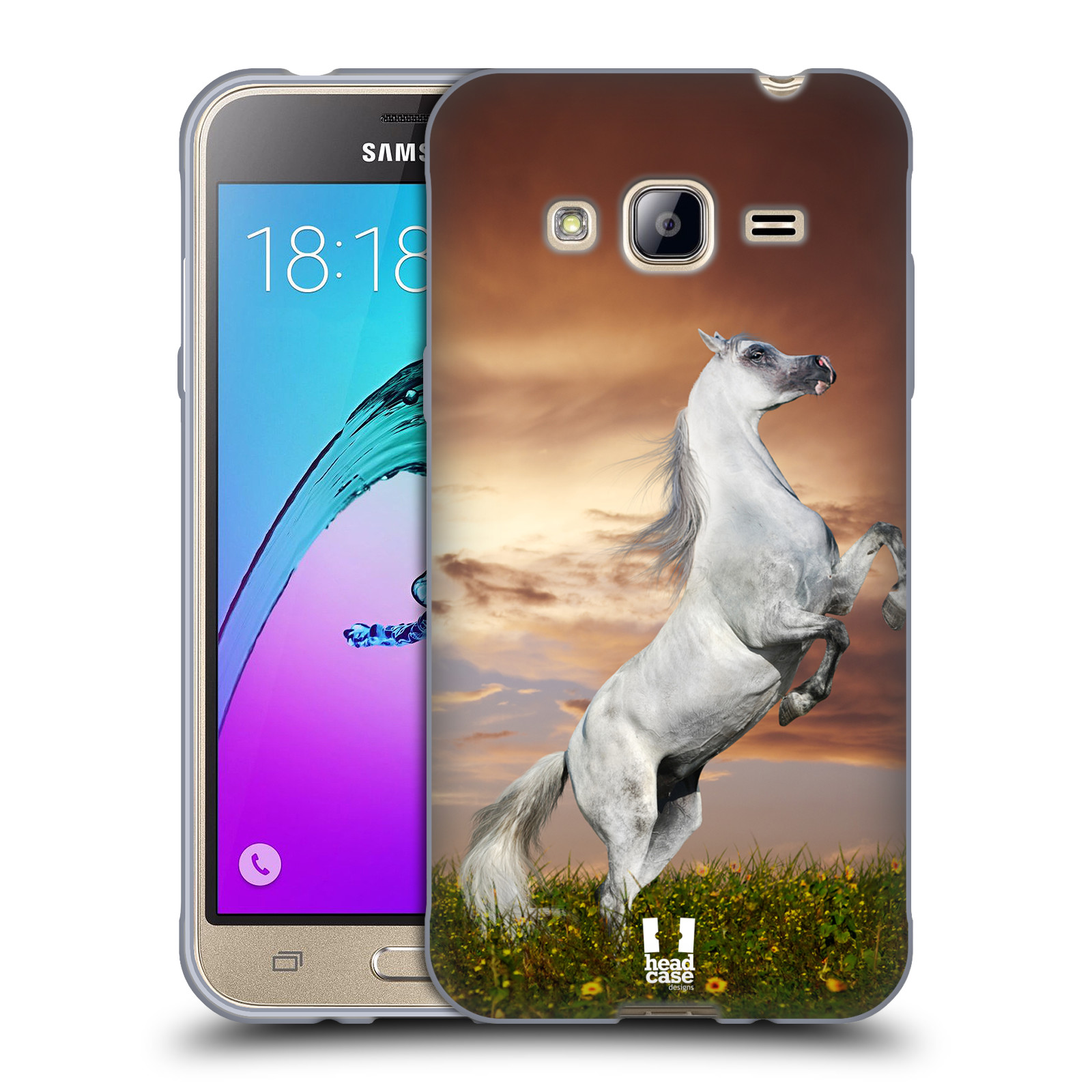 HEAD CASE silikonový obal na mobil Samsung Galaxy J3, J3 2016 vzor Divočina, Divoký život a zvířata foto DIVOKÝ KŮŇ MUSTANG BÍLÁ