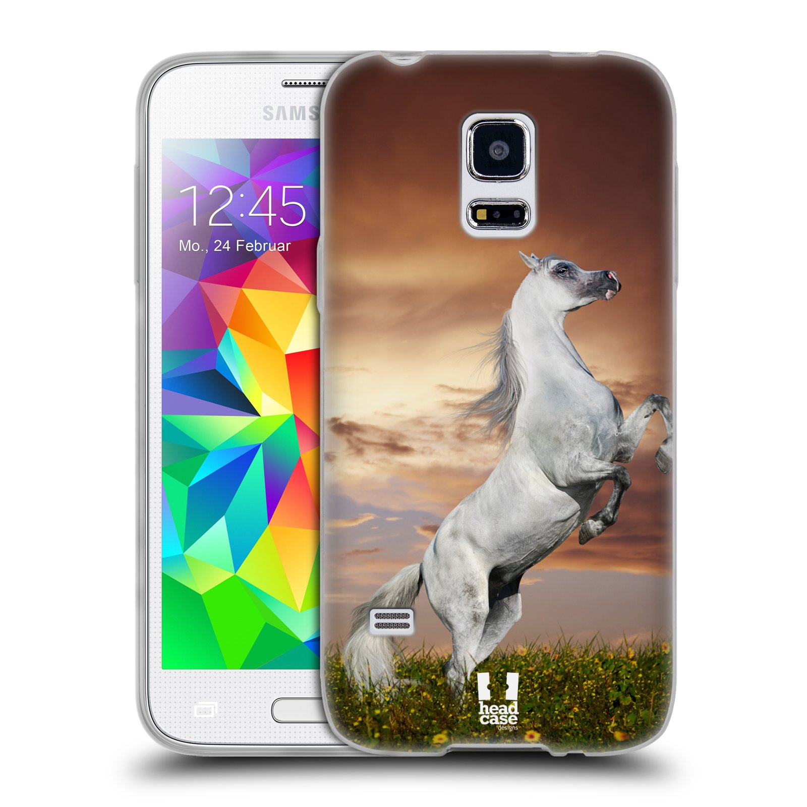 HEAD CASE silikonový obal na mobil Samsung Galaxy S5 MINI vzor Divočina, Divoký život a zvířata foto DIVOKÝ KŮŇ MUSTANG BÍLÁ