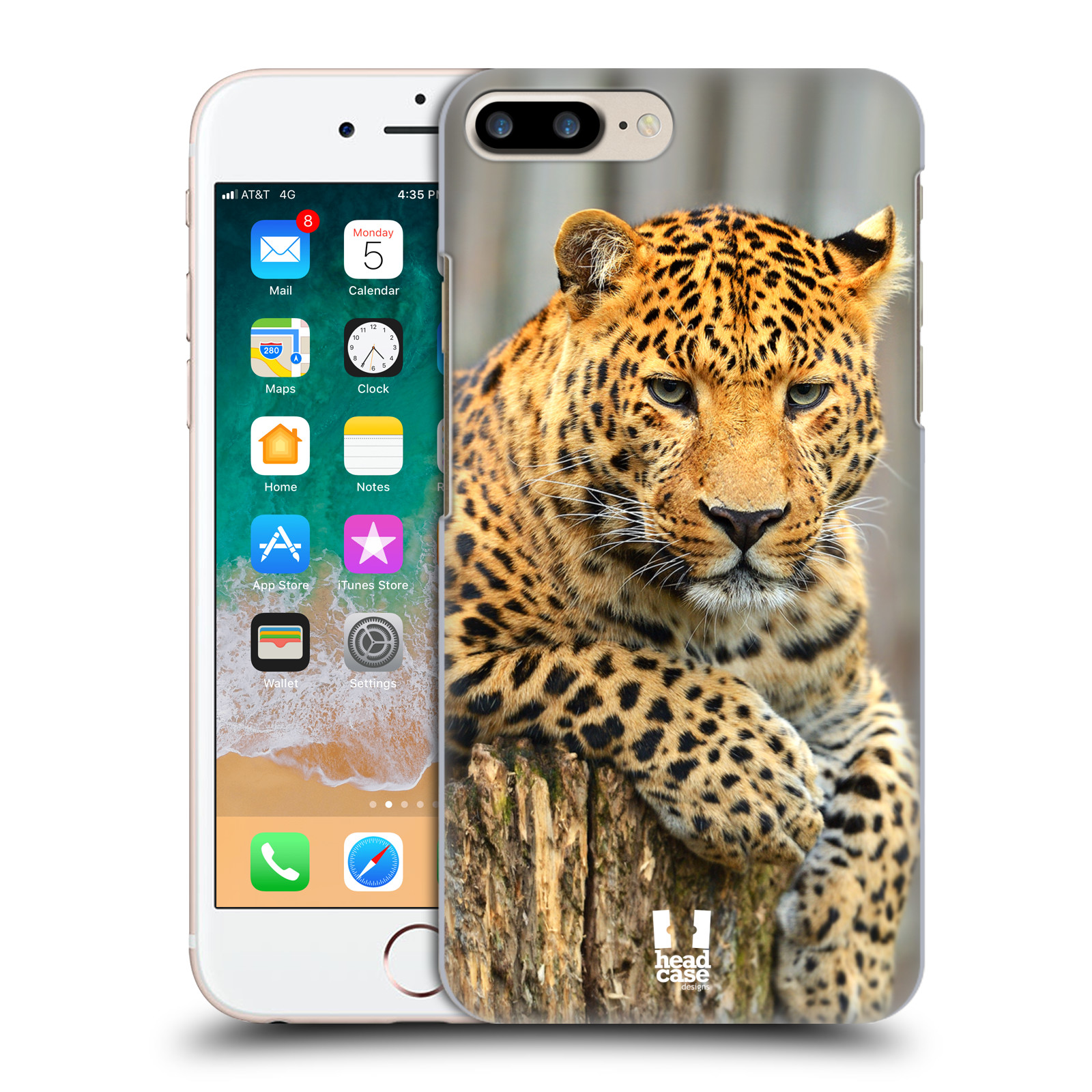 Plastové pouzdro pro mobil Apple Iphone 8 PLUS vzor Divočina, Divoký život a zvířata foto LEOPARD PORTRÉT