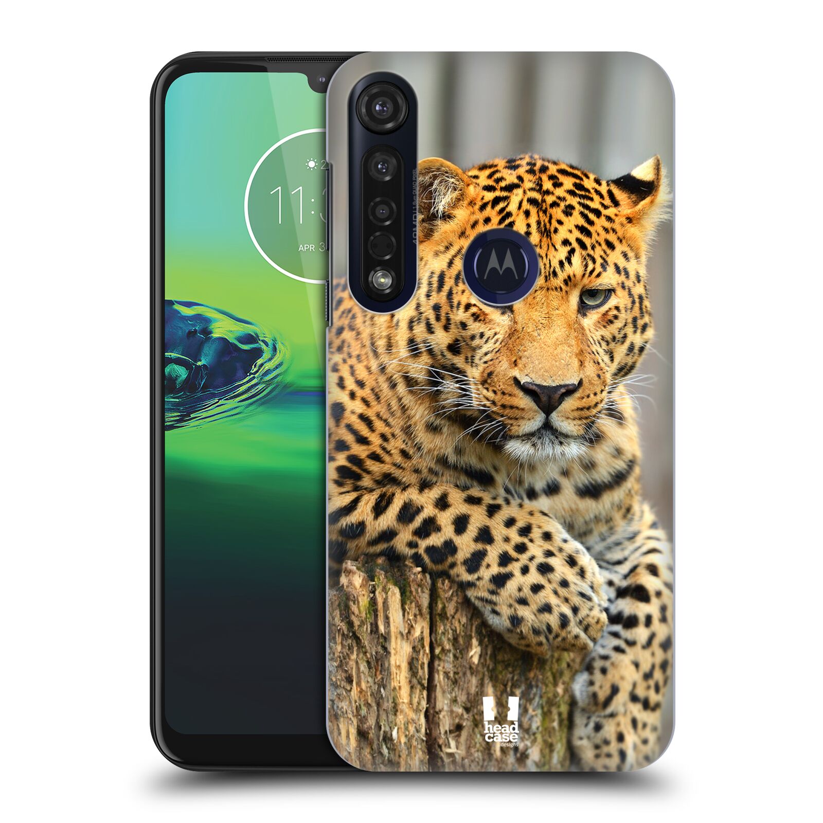 Pouzdro na mobil Motorola Moto G8 PLUS - HEAD CASE - vzor Divočina, Divoký život a zvířata foto LEOPARD PORTRÉT