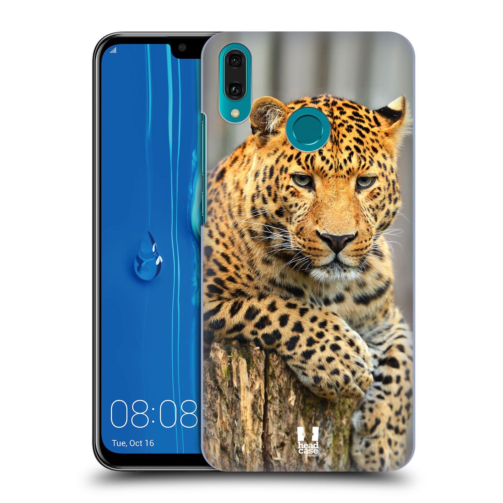 Pouzdro na mobil Huawei Y9 2019 - HEAD CASE - vzor Divočina, Divoký život a zvířata foto LEOPARD PORTRÉT