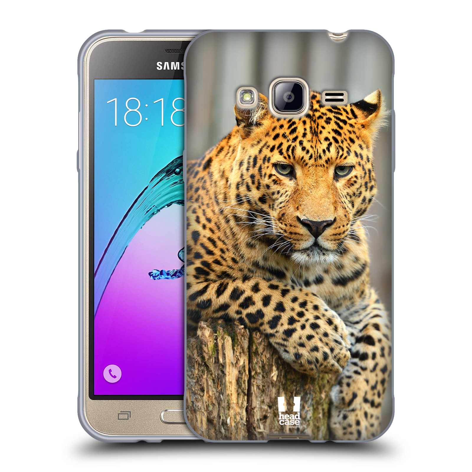 HEAD CASE silikonový obal na mobil Samsung Galaxy J3, J3 2016 vzor Divočina, Divoký život a zvířata foto LEOPARD PORTRÉT