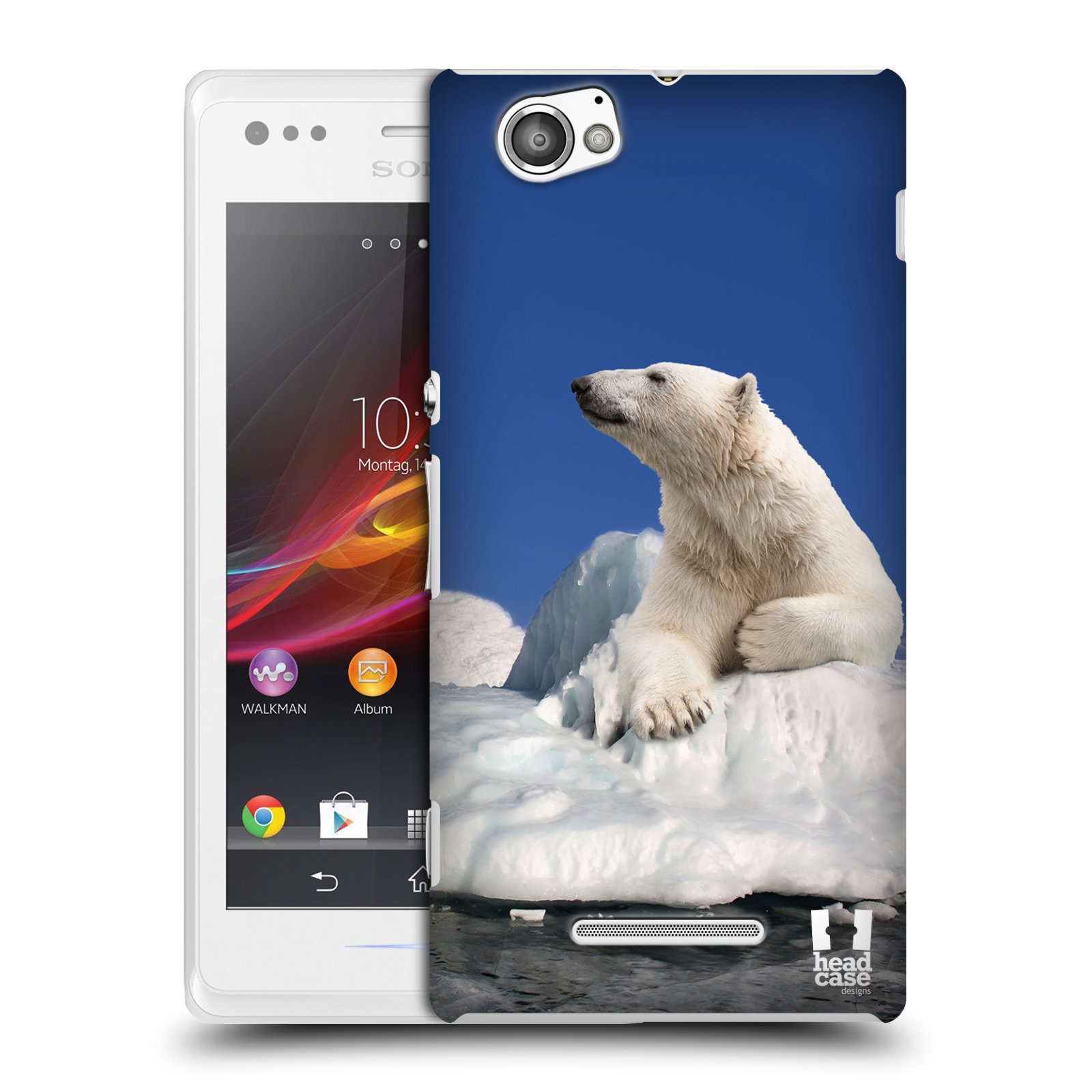 HEAD CASE plastový obal na mobil Sony Xperia M vzor Divočina, Divoký život a zvířata foto LEDNÍ MEDVĚD NA LEDOVCI A NEBE MODRÁ