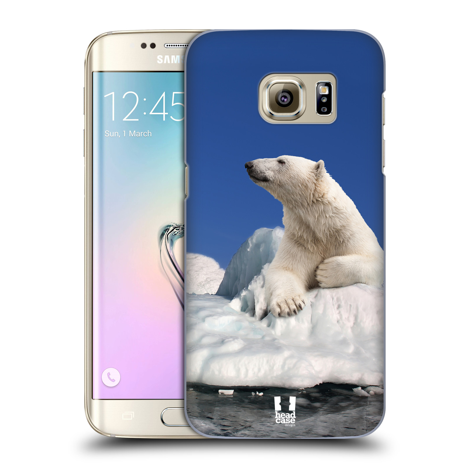 HEAD CASE plastový obal na mobil SAMSUNG GALAXY S7 EDGE vzor Divočina, Divoký život a zvířata foto LEDNÍ MEDVĚD NA LEDOVCI A NEBE MODRÁ