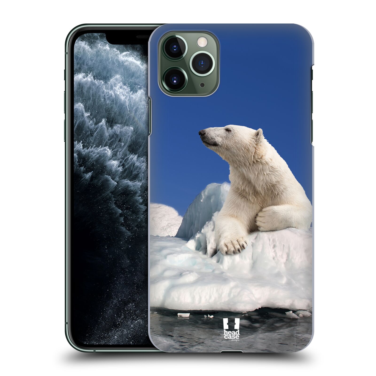 Pouzdro na mobil Apple Iphone 11 PRO MAX - HEAD CASE - vzor Divočina, Divoký život a zvířata foto LEDNÍ MEDVĚD NA LEDOVCI A NEBE MODRÁ