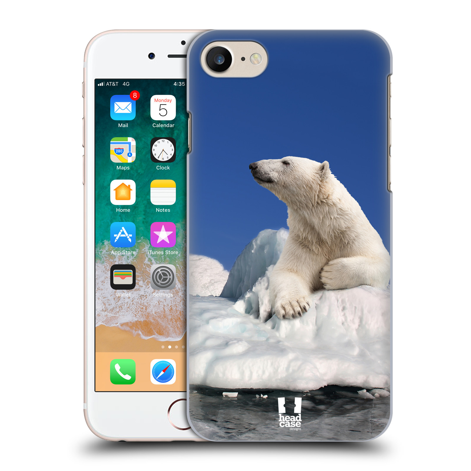 HEAD CASE plastový obal na mobil Apple Iphone 7 vzor Divočina, Divoký život a zvířata foto LEDNÍ MEDVĚD NA LEDOVCI A NEBE MODRÁ