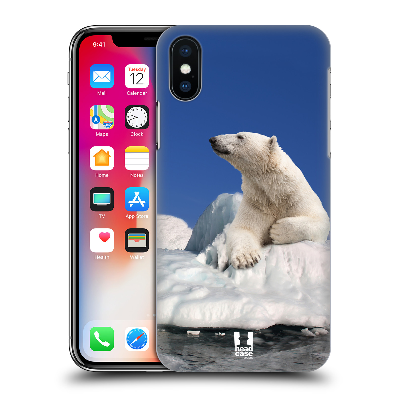 HEAD CASE plastový obal na mobil Apple Iphone X / XS vzor Divočina, Divoký život a zvířata foto LEDNÍ MEDVĚD NA LEDOVCI A NEBE MODRÁ
