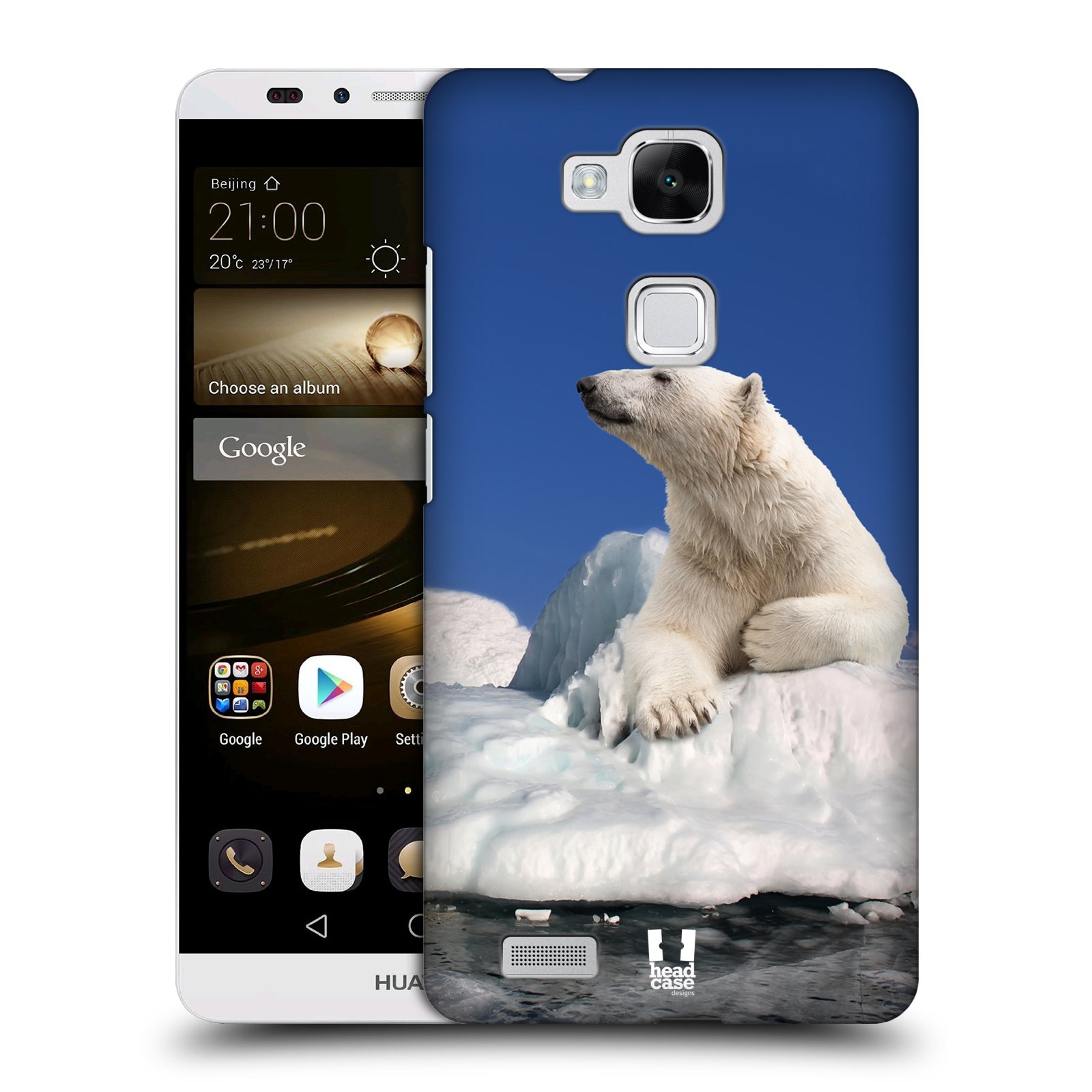 HEAD CASE plastový obal na mobil Huawei Mate 7 vzor Divočina, Divoký život a zvířata foto LEDNÍ MEDVĚD NA LEDOVCI A NEBE MODRÁ