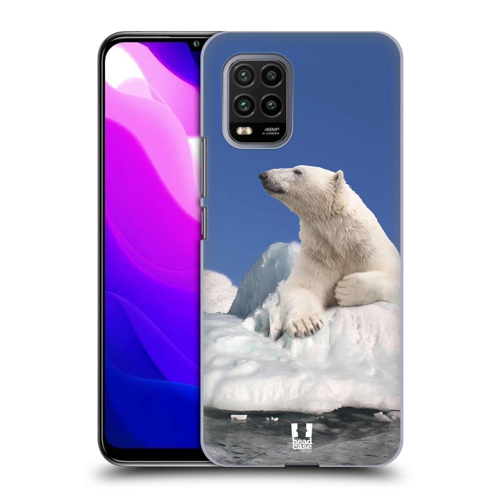 Zadní kryt, obal na mobil Xiaomi Mi 10 LITE vzor Divočina, Divoký život a zvířata foto LEDNÍ MEDVĚD NA LEDOVCI A NEBE MODRÁ