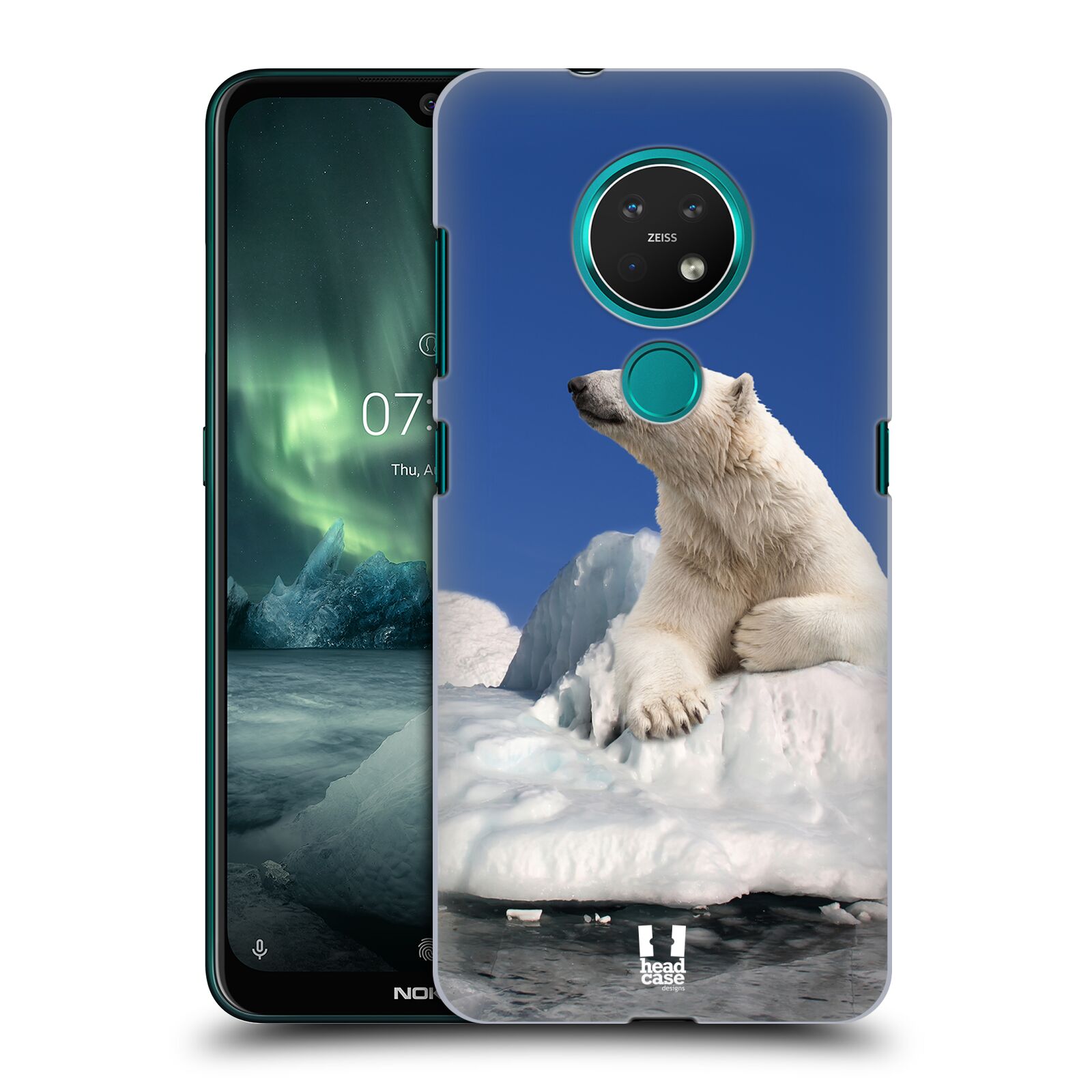Pouzdro na mobil NOKIA 7.2 - HEAD CASE - vzor Divočina, Divoký život a zvířata foto LEDNÍ MEDVĚD NA LEDOVCI A NEBE MODRÁ