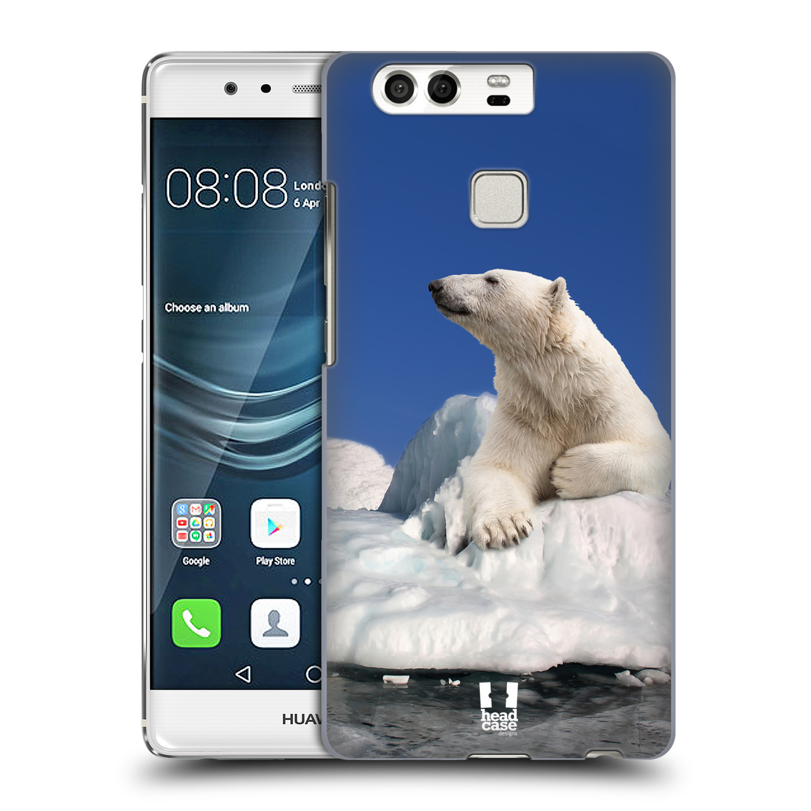 HEAD CASE plastový obal na mobil Huawei P9 / P9 DUAL SIM vzor Divočina, Divoký život a zvířata foto LEDNÍ MEDVĚD NA LEDOVCI A NEBE MODRÁ