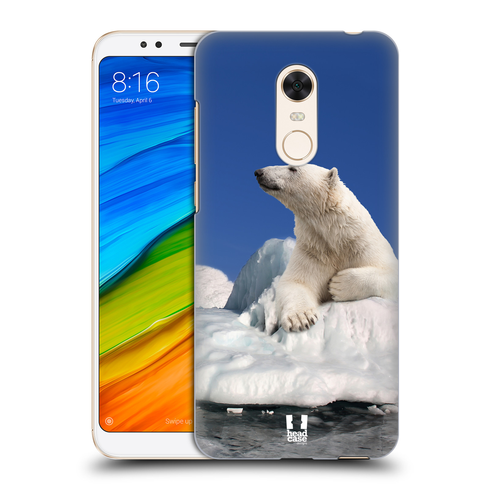 HEAD CASE plastový obal na mobil Xiaomi Redmi 5 PLUS vzor Divočina, Divoký život a zvířata foto LEDNÍ MEDVĚD NA LEDOVCI A NEBE MODRÁ