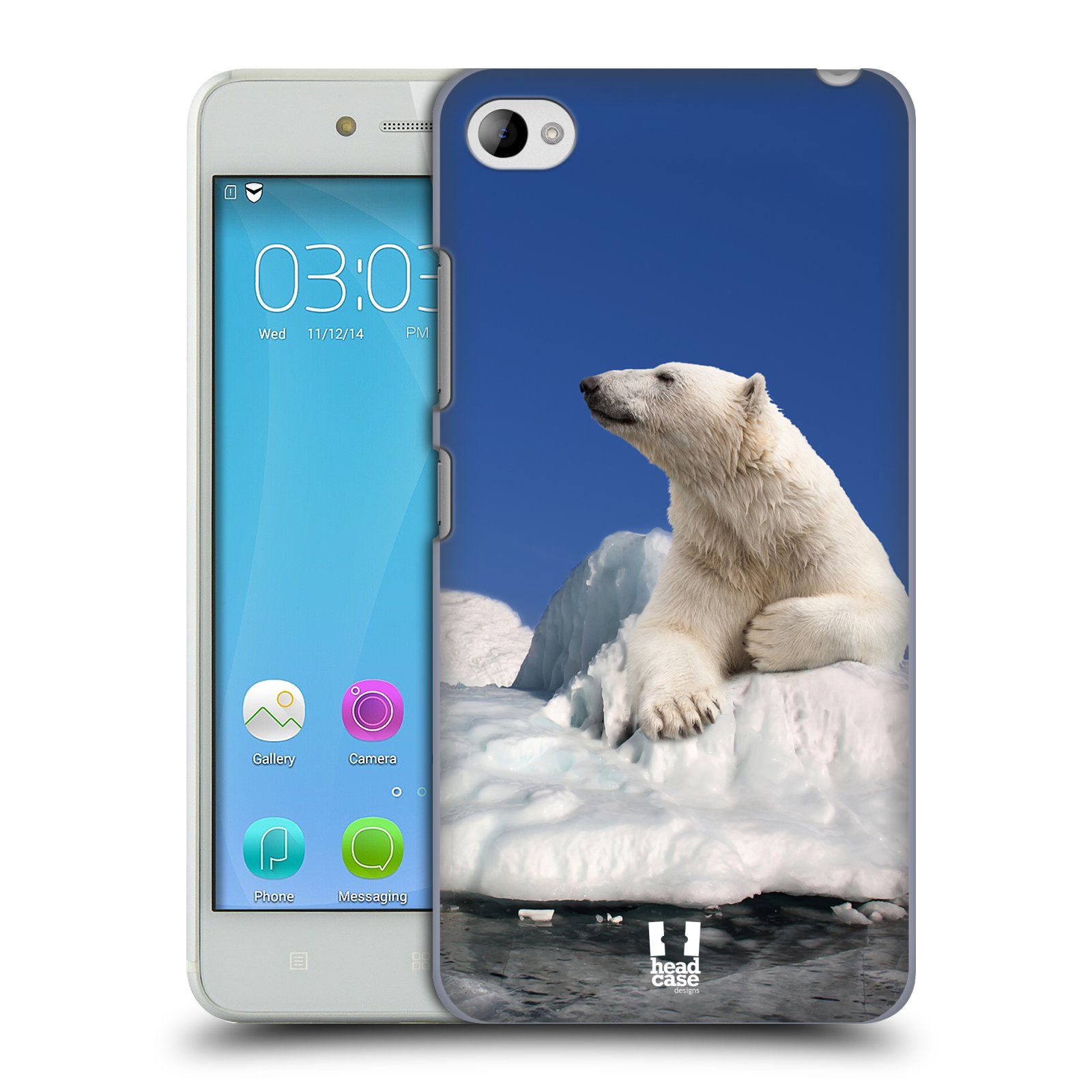 HEAD CASE pevný plastový obal na mobil LENOVO S90 vzor Divočina, Divoký život a zvířata foto LEDNÍ MEDVĚD NA LEDOVCI A NEBE MODRÁ