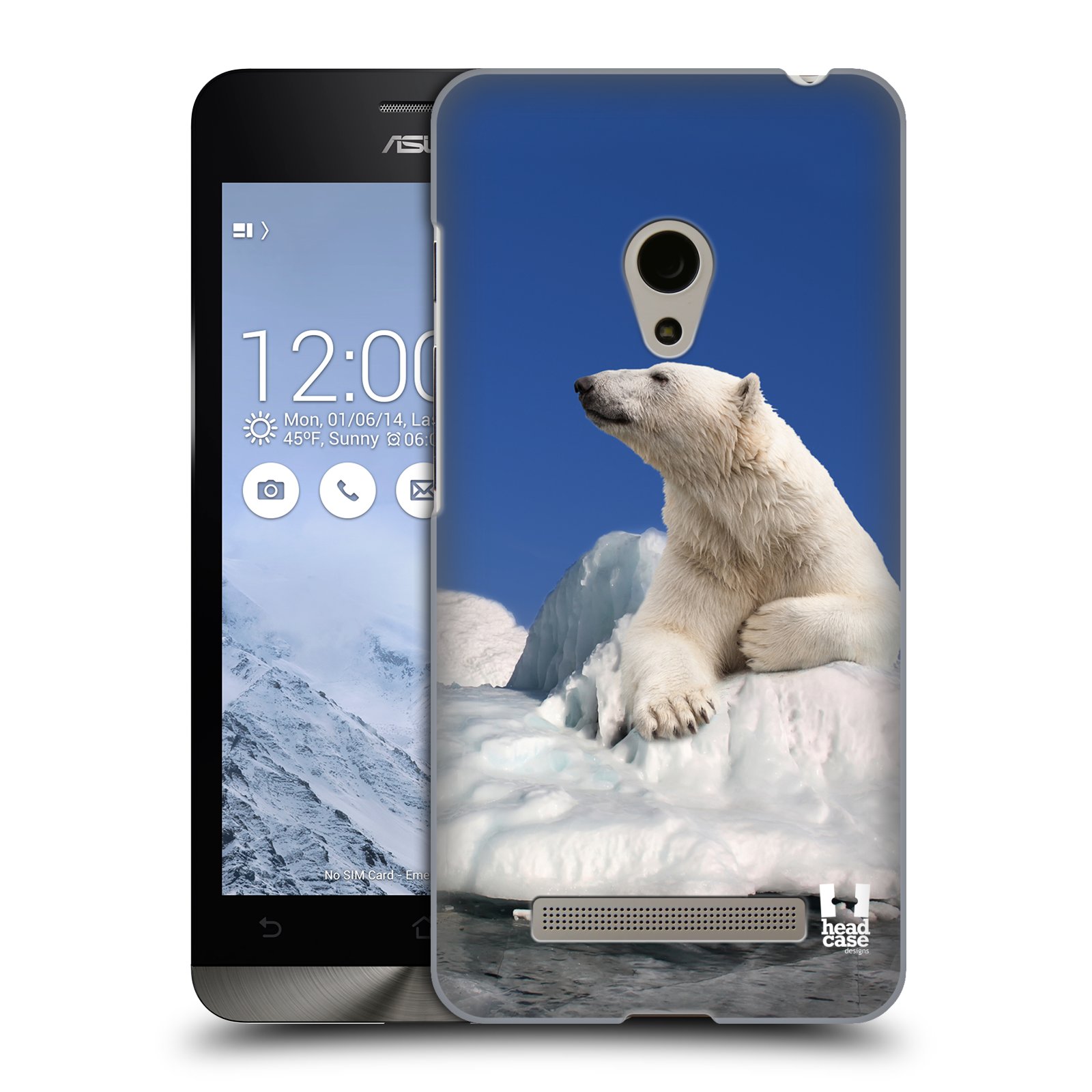 HEAD CASE plastový obal na mobil Asus Zenfone 5 vzor Divočina, Divoký život a zvířata foto LEDNÍ MEDVĚD NA LEDOVCI A NEBE MODRÁ