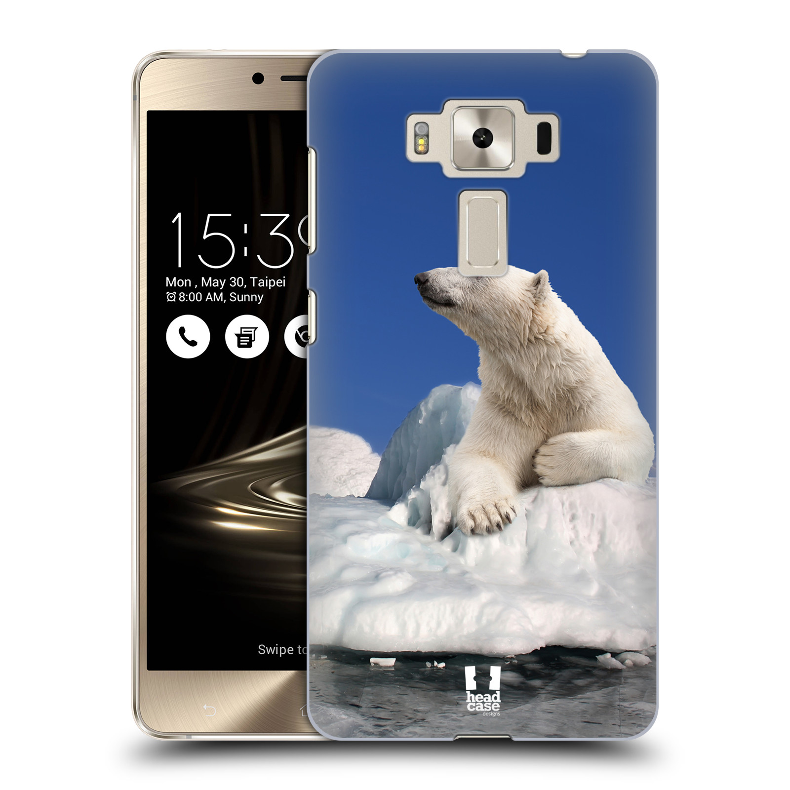 HEAD CASE plastový obal na mobil Asus Zenfone 3 DELUXE ZS550KL vzor Divočina, Divoký život a zvířata foto LEDNÍ MEDVĚD NA LEDOVCI A NEBE MODRÁ