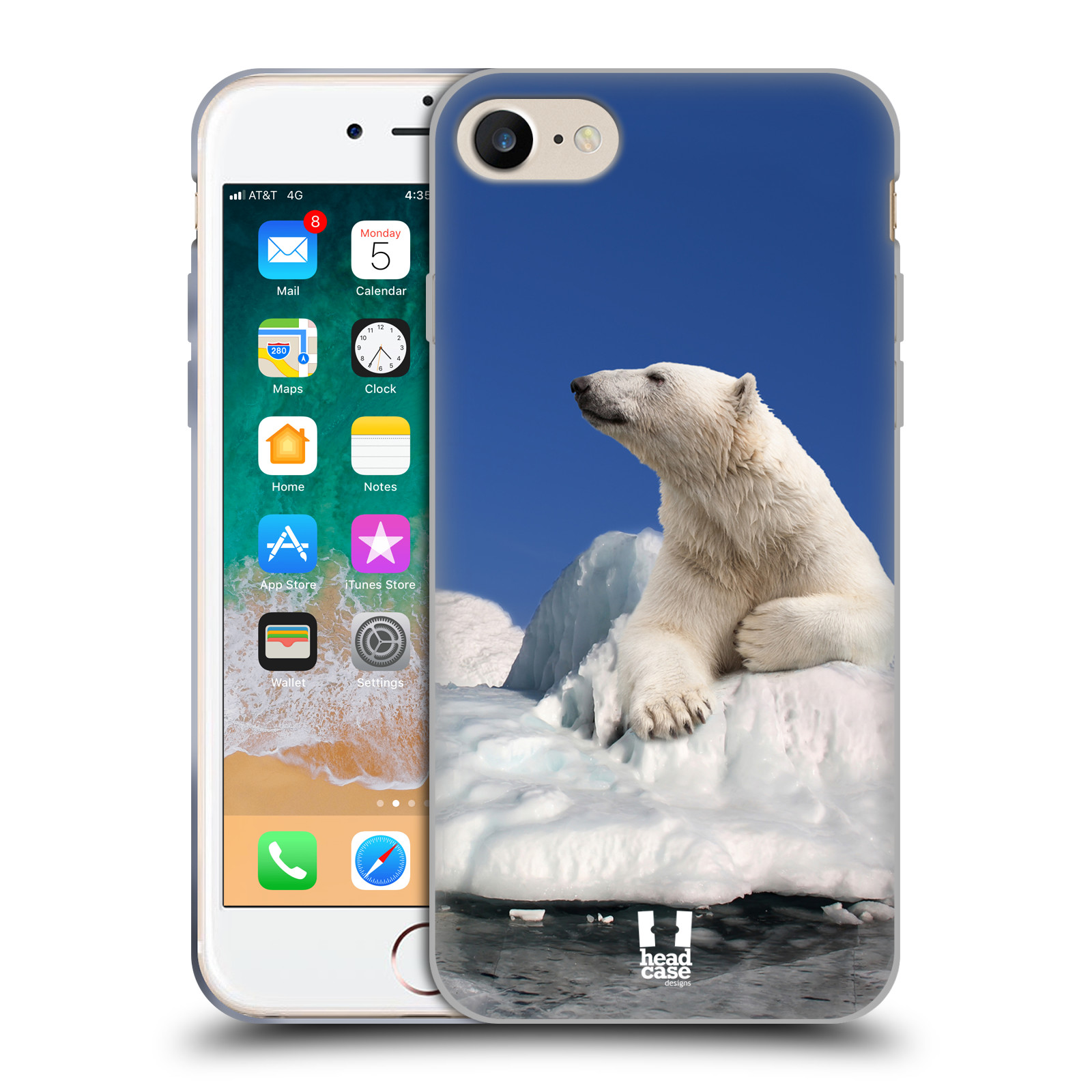 HEAD CASE silikonový obal na mobil Apple Iphone 7 vzor Divočina, Divoký život a zvířata foto LEDNÍ MEDVĚD NA LEDOVCI A NEBE MODRÁ