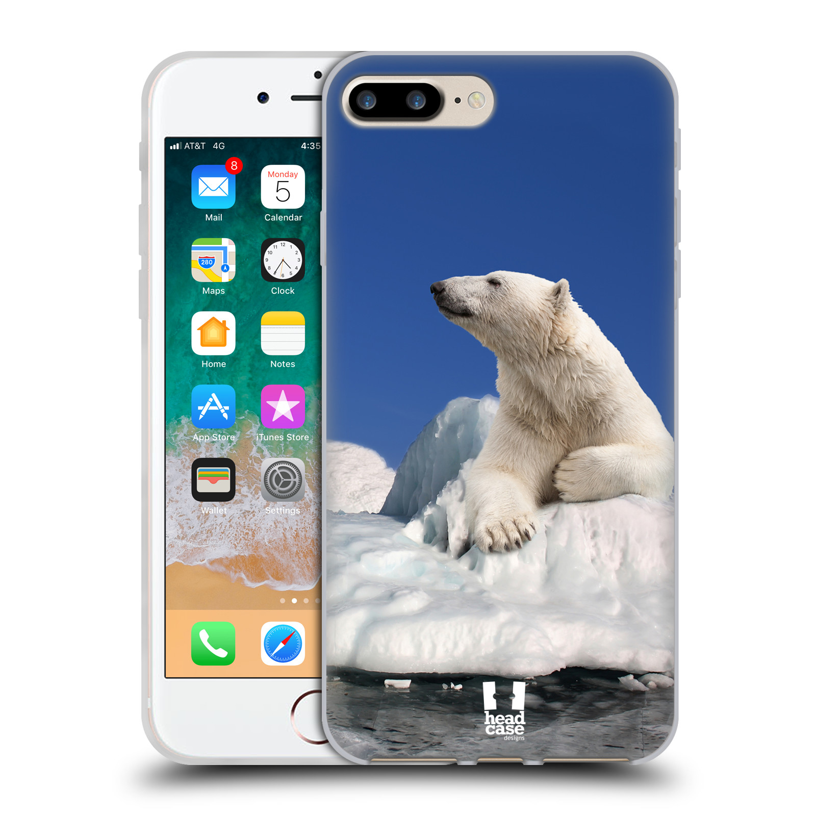 HEAD CASE silikonový obal na mobil Apple Iphone 7 PLUS vzor Divočina, Divoký život a zvířata foto LEDNÍ MEDVĚD NA LEDOVCI A NEBE MODRÁ