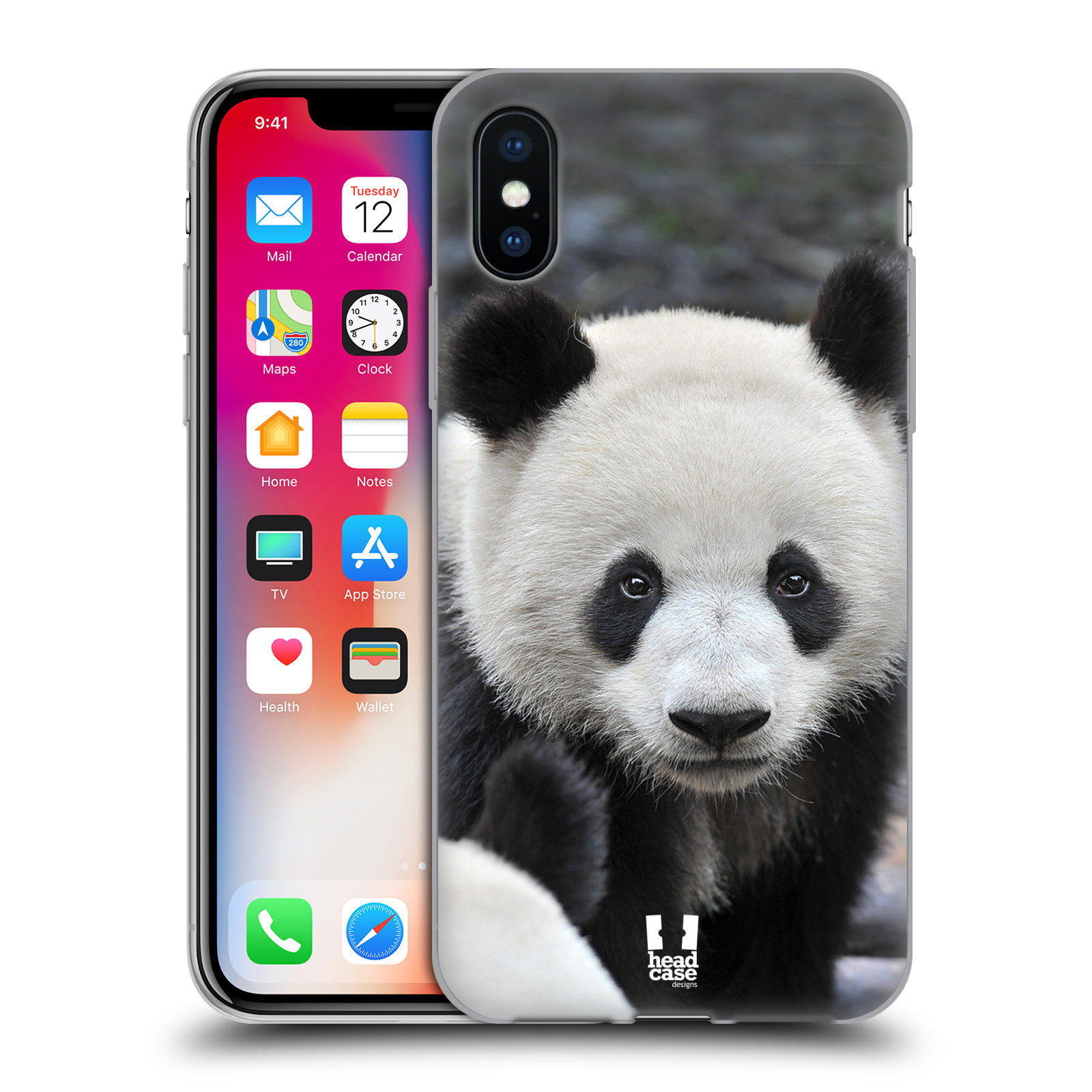 HEAD CASE silikonový obal na mobil Apple Iphone X vzor Divočina, Divoký život a zvířata foto MEDVĚD PANDA