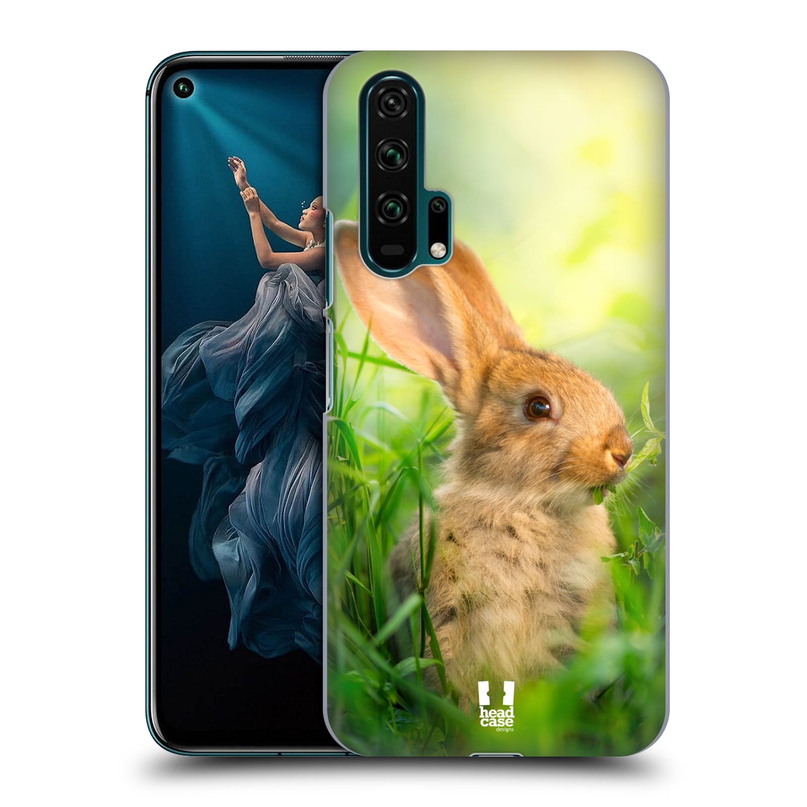 Pouzdro na mobil Honor 20 PRO - HEAD CASE - vzor Divočina, Divoký život a zvířata foto ZAJÍČEK V TRÁVĚ ZELENÁ