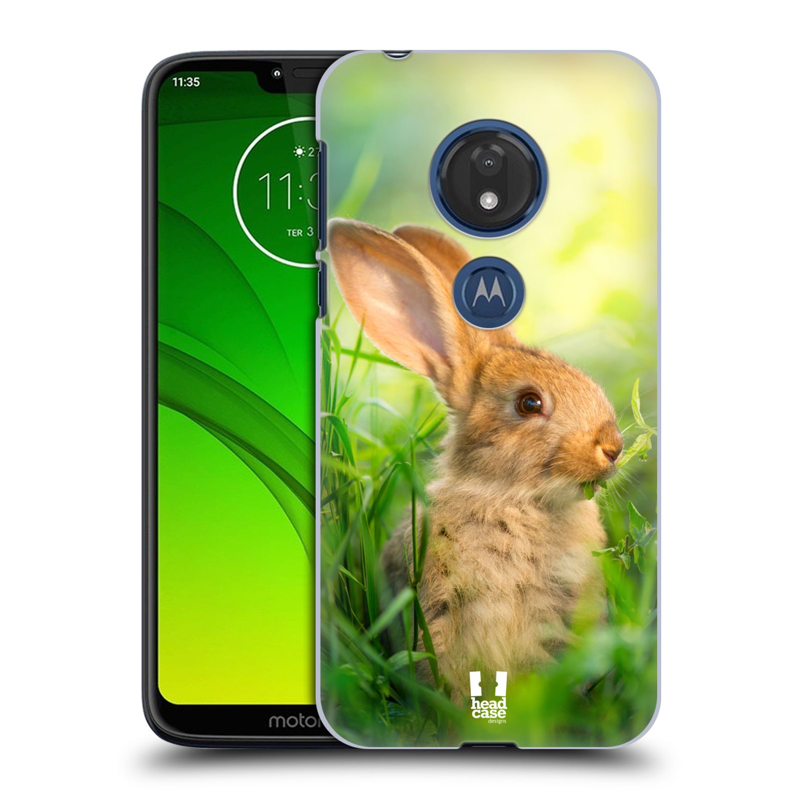 Pouzdro na mobil Motorola Moto G7 Play vzor Divočina, Divoký život a zvířata foto ZAJÍČEK V TRÁVĚ ZELENÁ