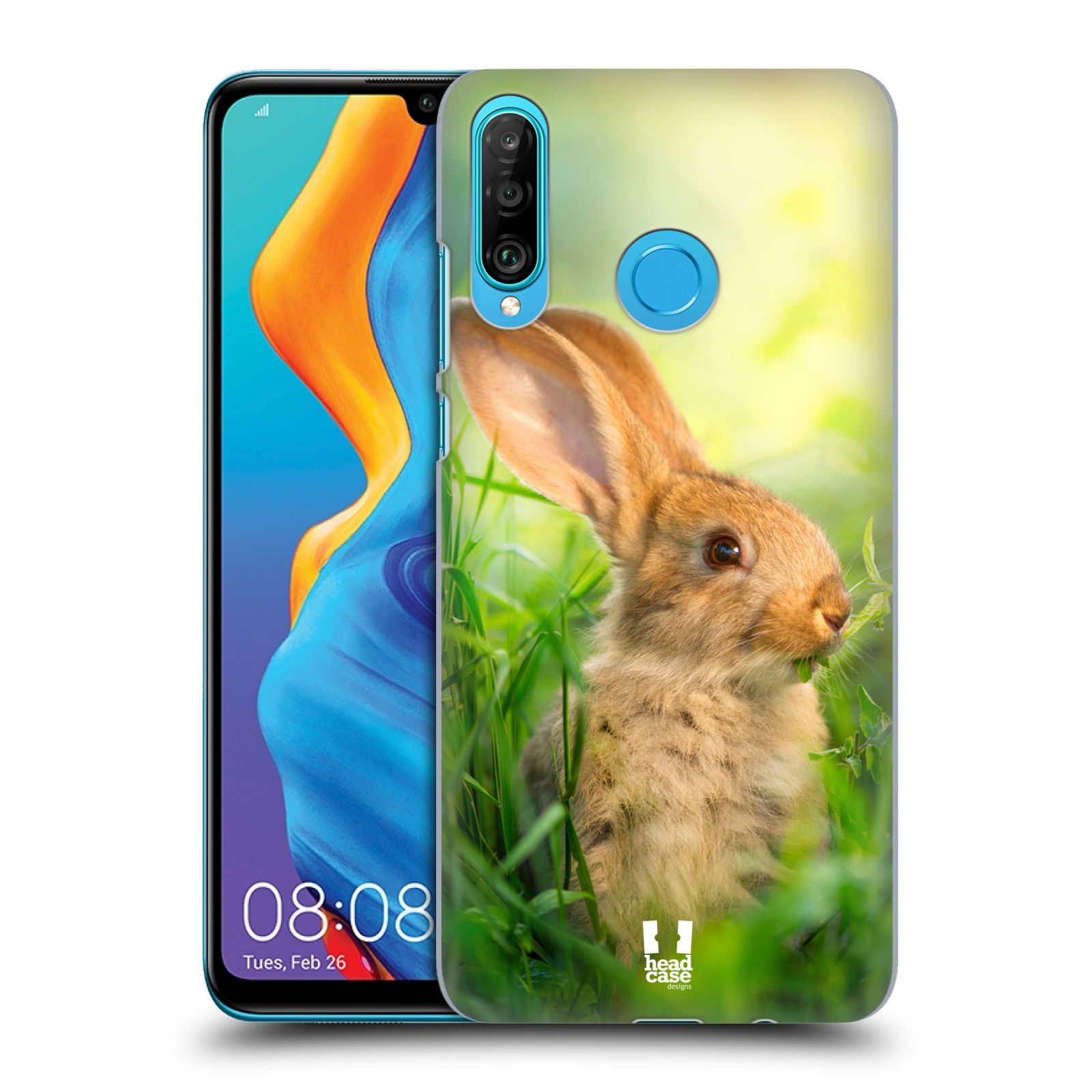 Pouzdro na mobil Huawei P30 LITE - HEAD CASE - vzor Divočina, Divoký život a zvířata foto ZAJÍČEK V TRÁVĚ ZELENÁ