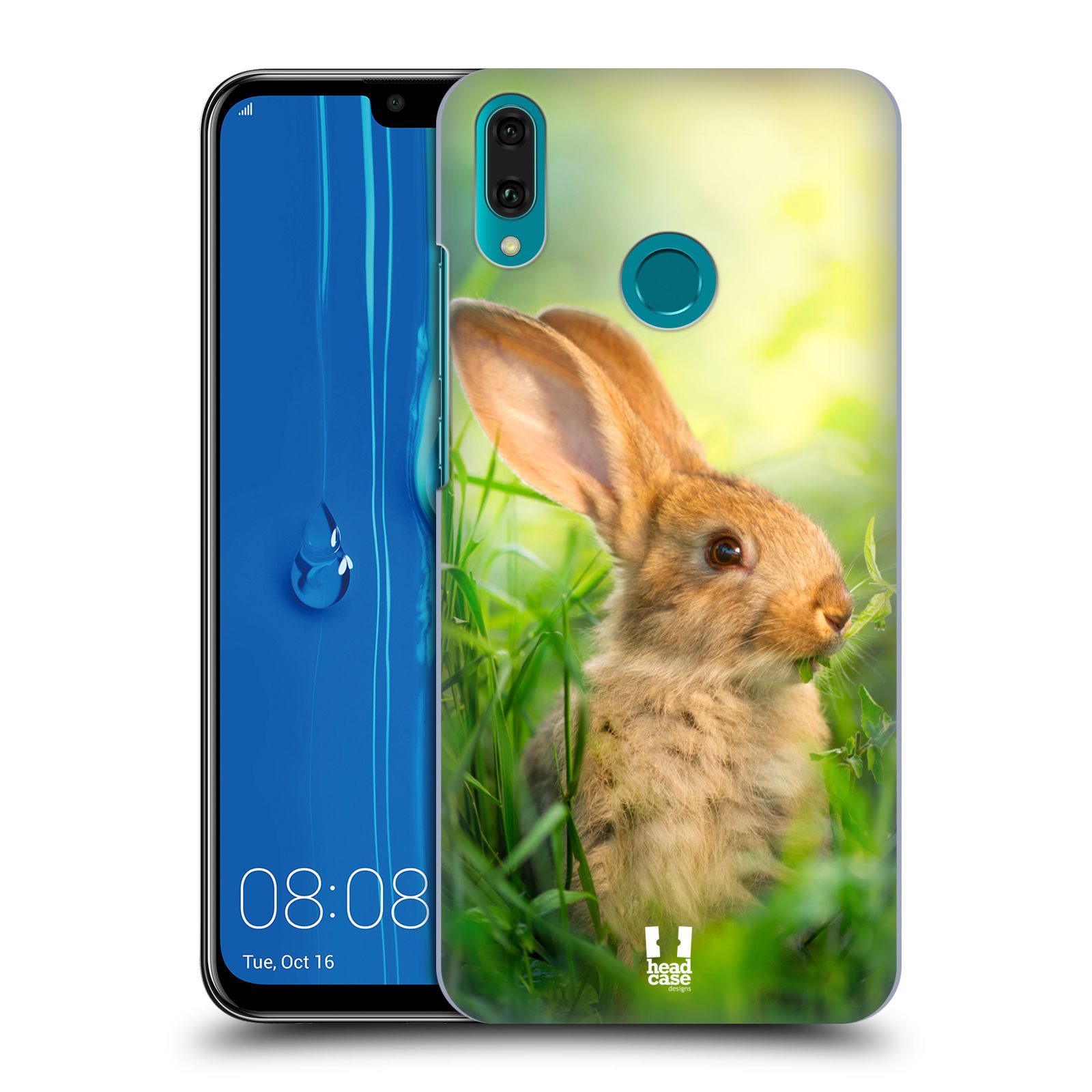 Pouzdro na mobil Huawei Y9 2019 - HEAD CASE - vzor Divočina, Divoký život a zvířata foto ZAJÍČEK V TRÁVĚ ZELENÁ