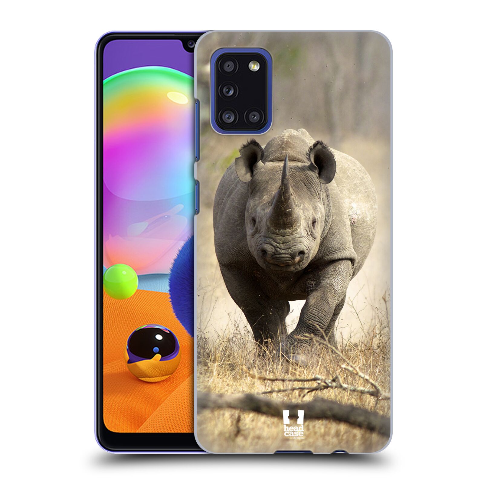 Zadní kryt na mobil Samsung Galaxy A31 vzor Divočina, Divoký život a zvířata foto AFRIKA BĚŽÍCÍ NOSOROŽEC