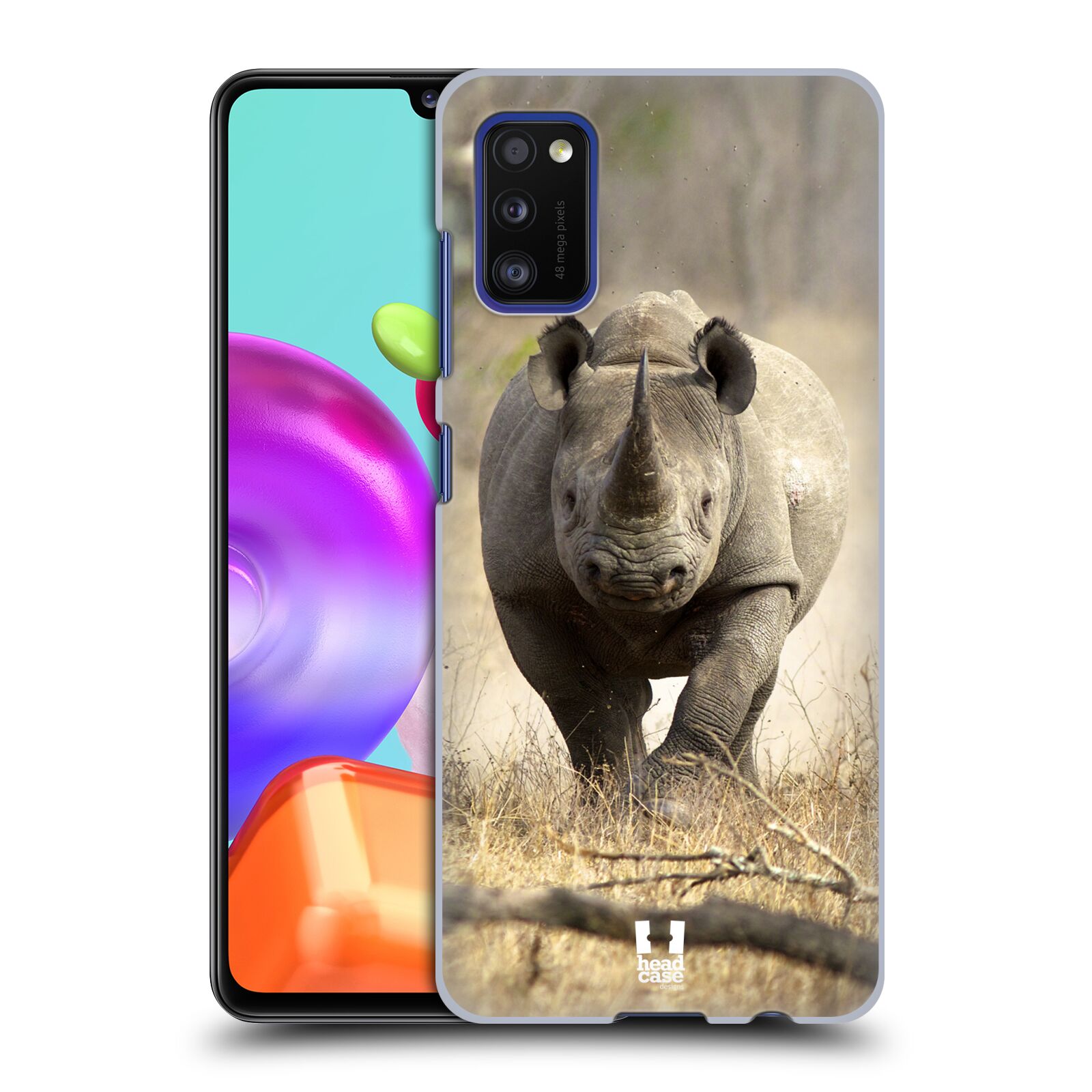 Zadní kryt na mobil Samsung Galaxy A41 vzor Divočina, Divoký život a zvířata foto AFRIKA BĚŽÍCÍ NOSOROŽEC
