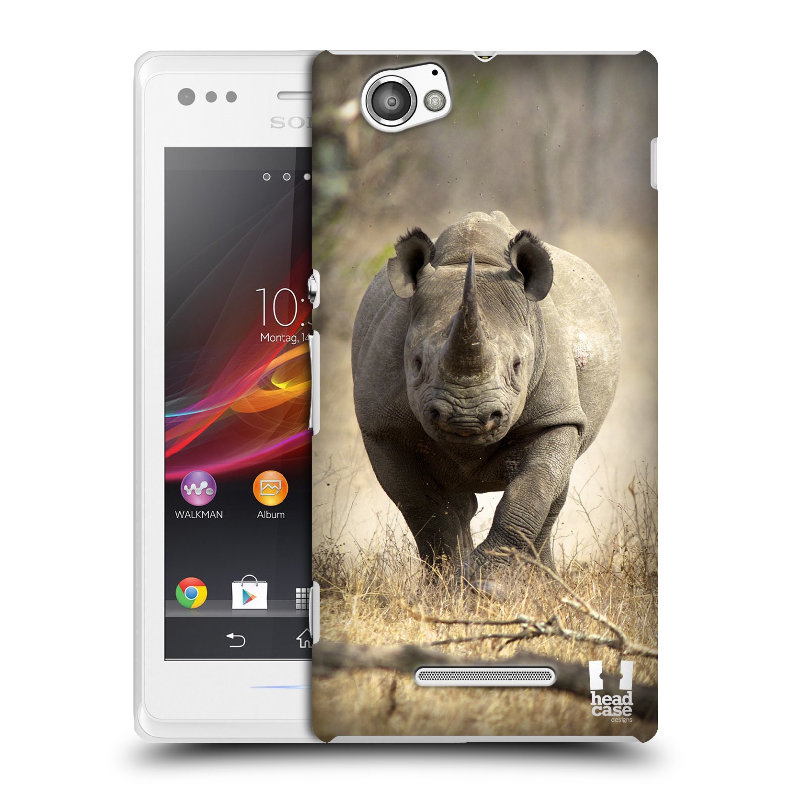 HEAD CASE plastový obal na mobil Sony Xperia M vzor Divočina, Divoký život a zvířata foto AFRIKA BĚŽÍCÍ NOSOROŽEC