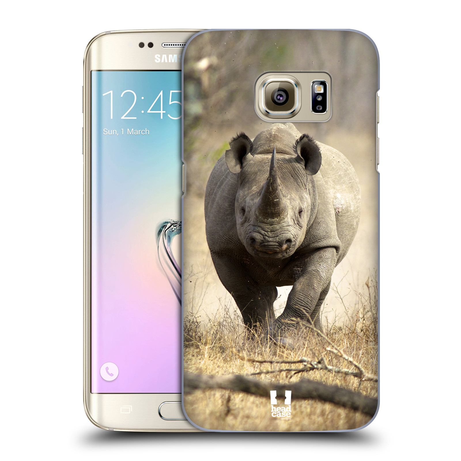 HEAD CASE plastový obal na mobil SAMSUNG GALAXY S7 EDGE vzor Divočina, Divoký život a zvířata foto AFRIKA BĚŽÍCÍ NOSOROŽEC
