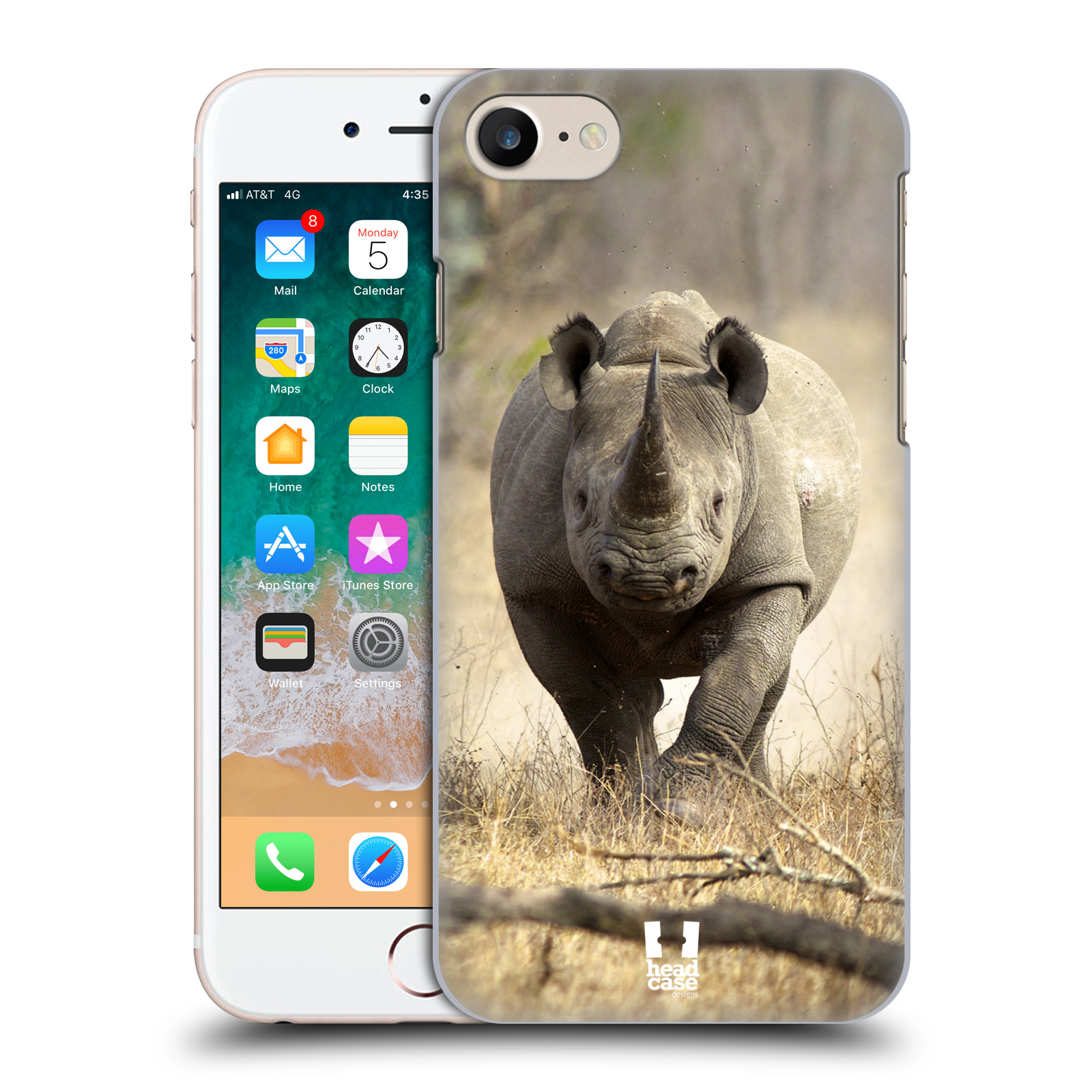 HEAD CASE plastový obal na mobil Apple Iphone 7 vzor Divočina, Divoký život a zvířata foto AFRIKA BĚŽÍCÍ NOSOROŽEC