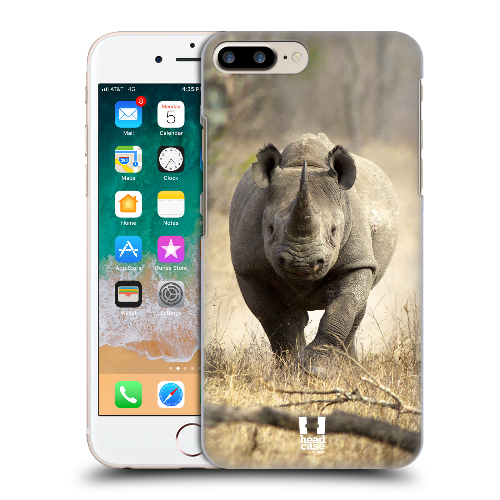 Plastové pouzdro pro mobil Apple Iphone 8 PLUS vzor Divočina, Divoký život a zvířata foto AFRIKA BĚŽÍCÍ NOSOROŽEC