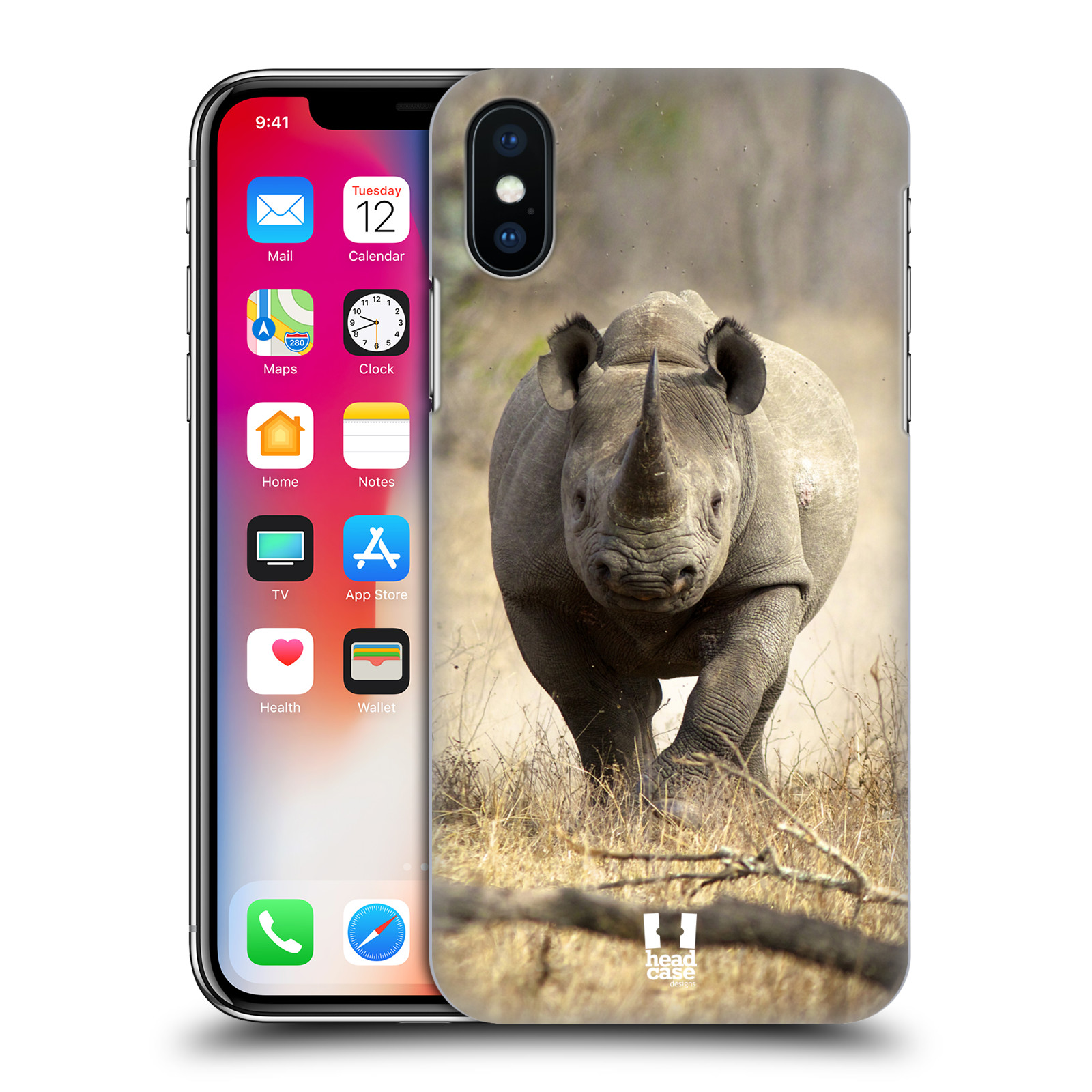 HEAD CASE plastový obal na mobil Apple Iphone X / XS vzor Divočina, Divoký život a zvířata foto AFRIKA BĚŽÍCÍ NOSOROŽEC