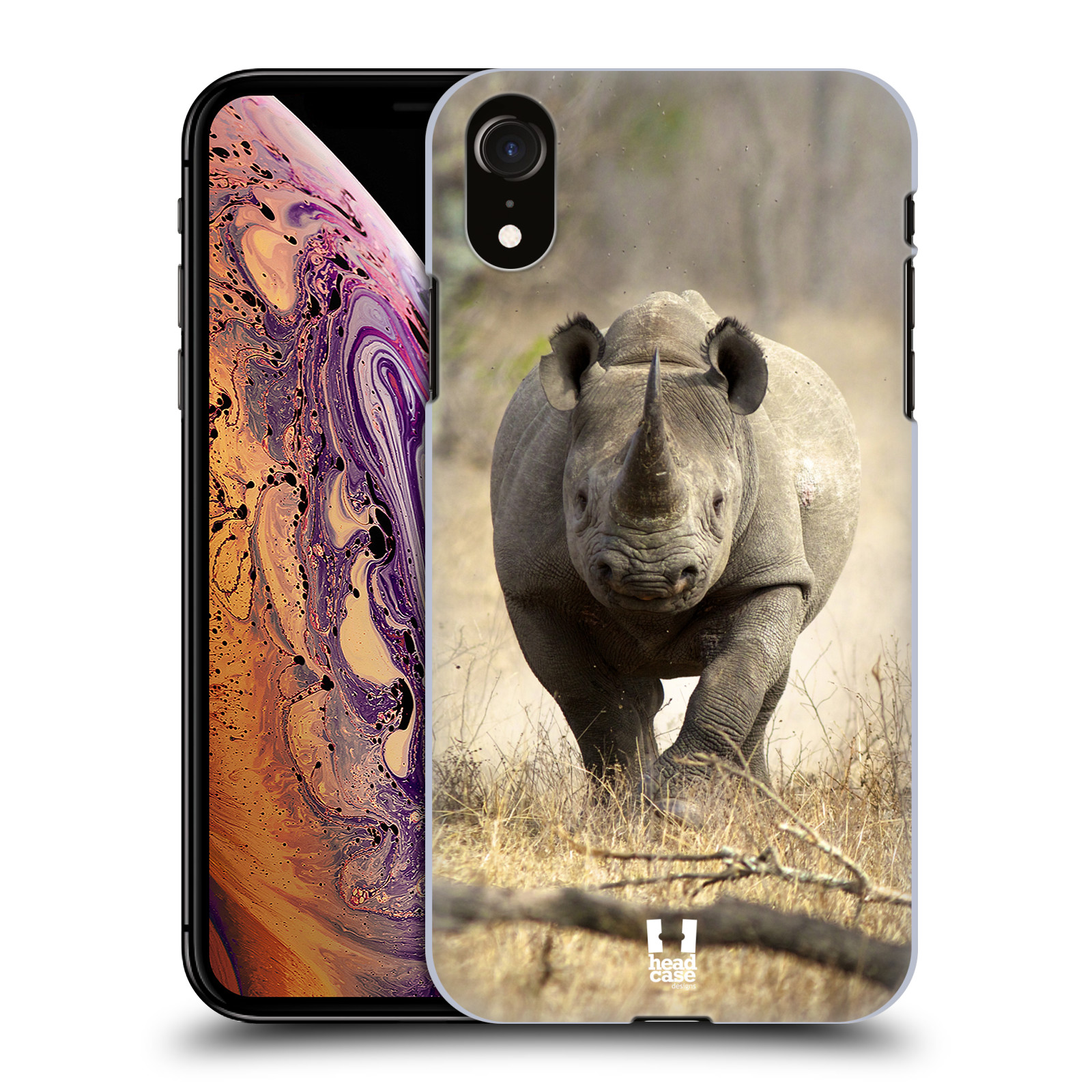 HEAD CASE plastový obal na mobil Apple Iphone XR vzor Divočina, Divoký život a zvířata foto AFRIKA BĚŽÍCÍ NOSOROŽEC